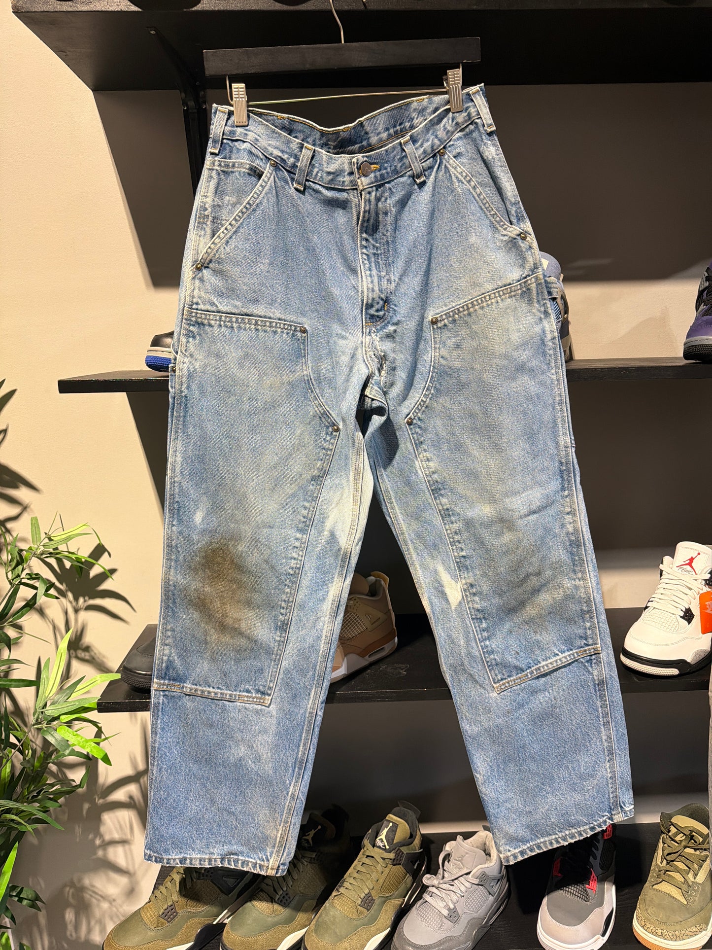 VINTAGE DENIM CARHARTT DOUBLE KNEES BLEACH SZ 33