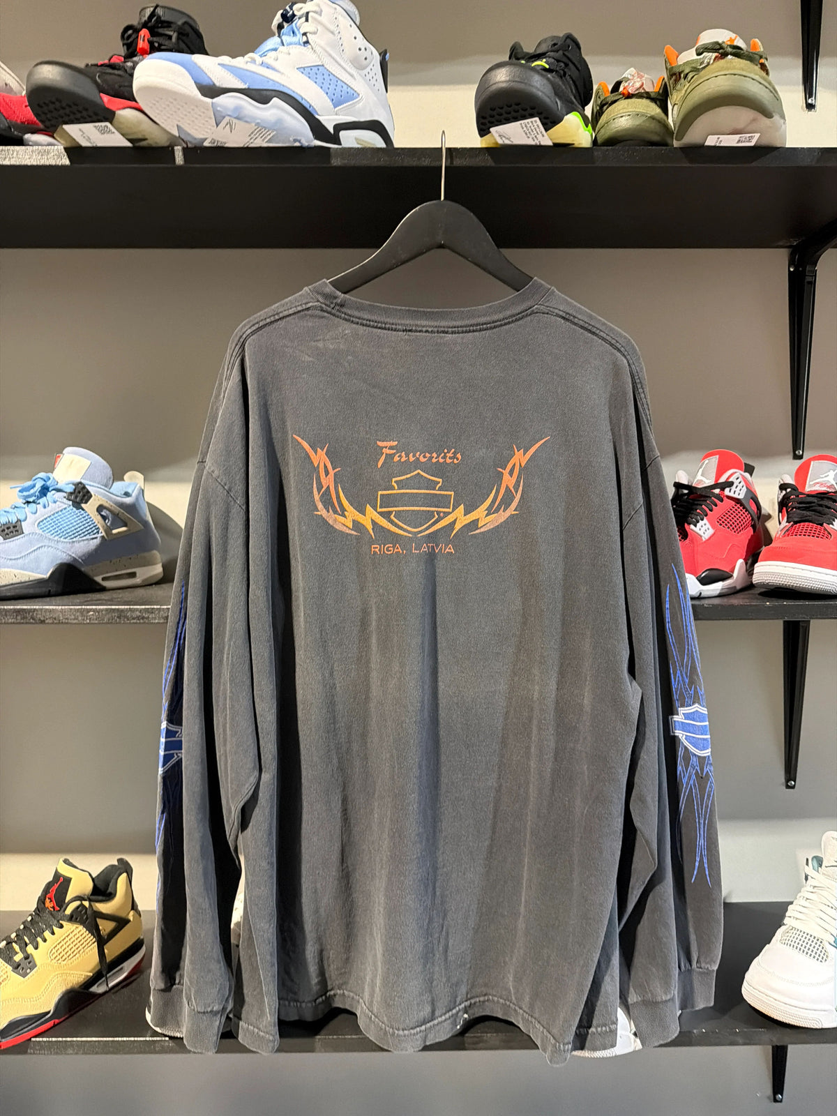 Vintage Blue/Black Harley Longsleeve Sz Xxl - Pre-Owned