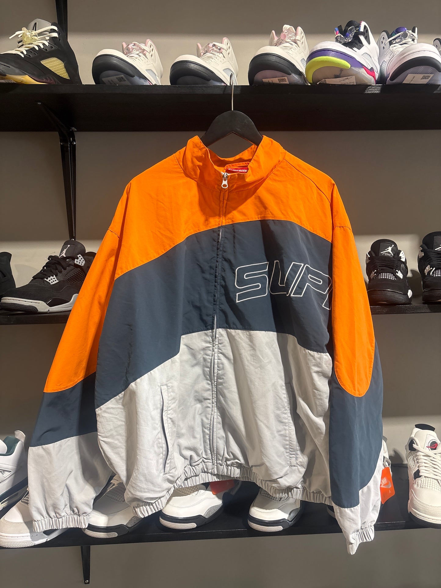 Supreme Nylon Zipup Jacket Orange/Blue/Grey