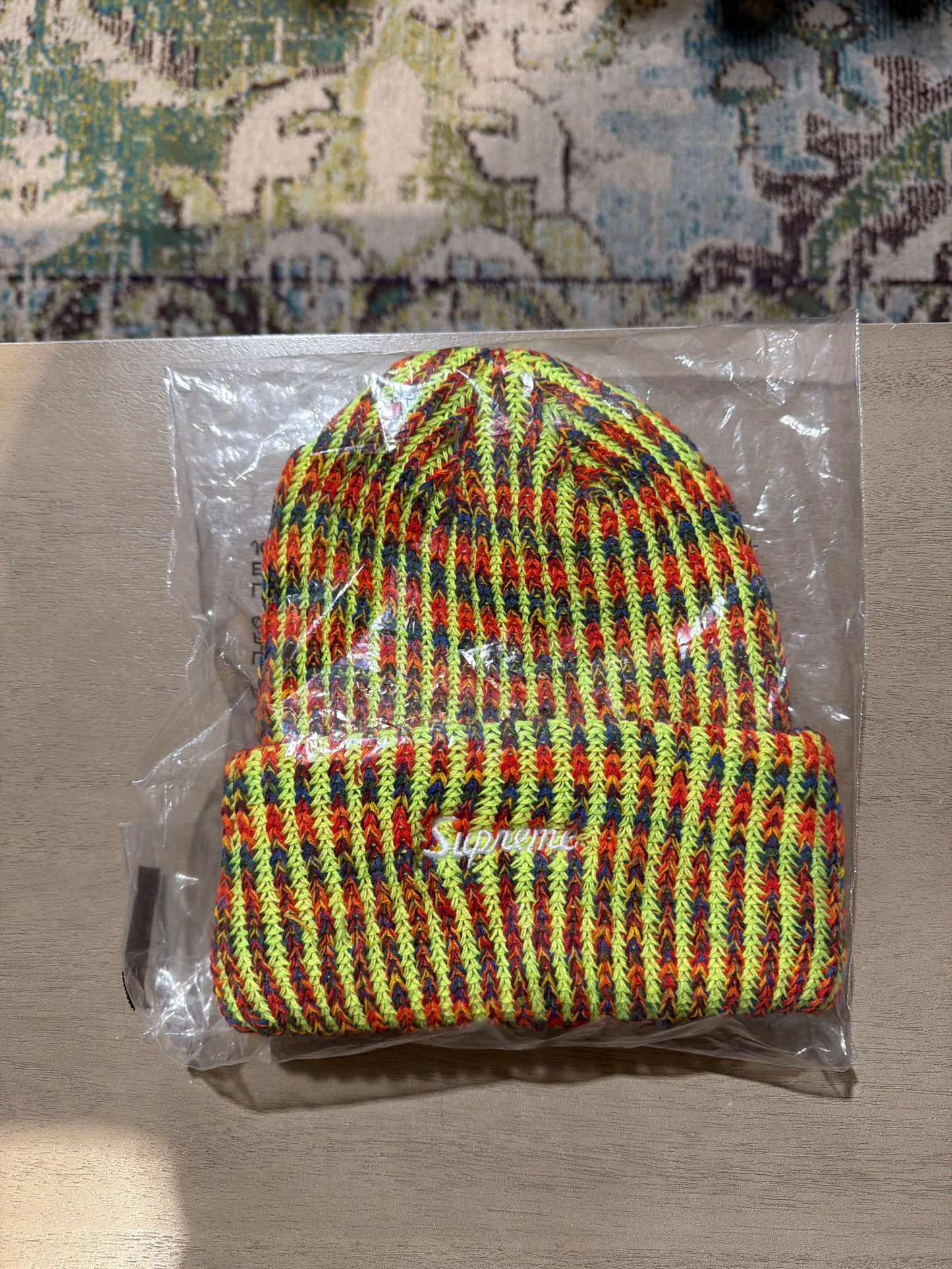Supreme rainbow loose gauge beanie neon yellow