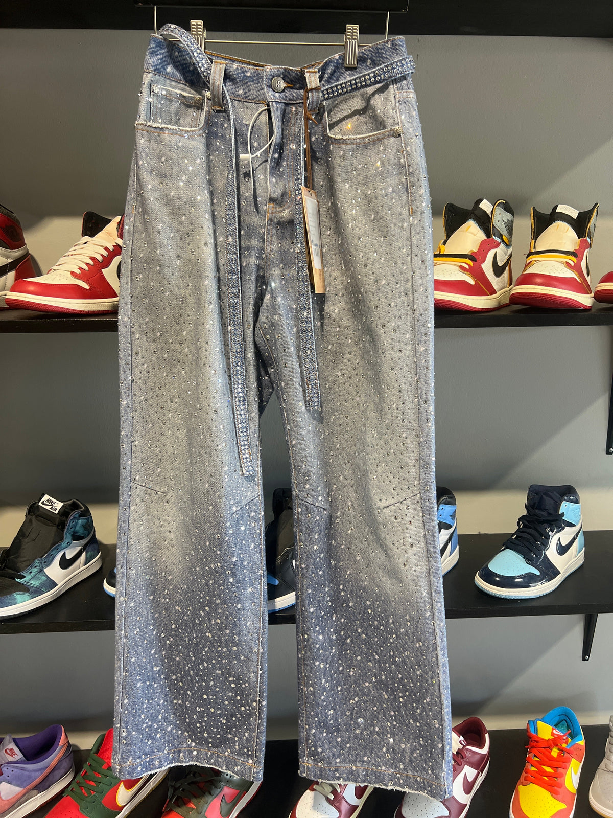 Birth Of A Royal Child Light Wash Rhinestone Denim
