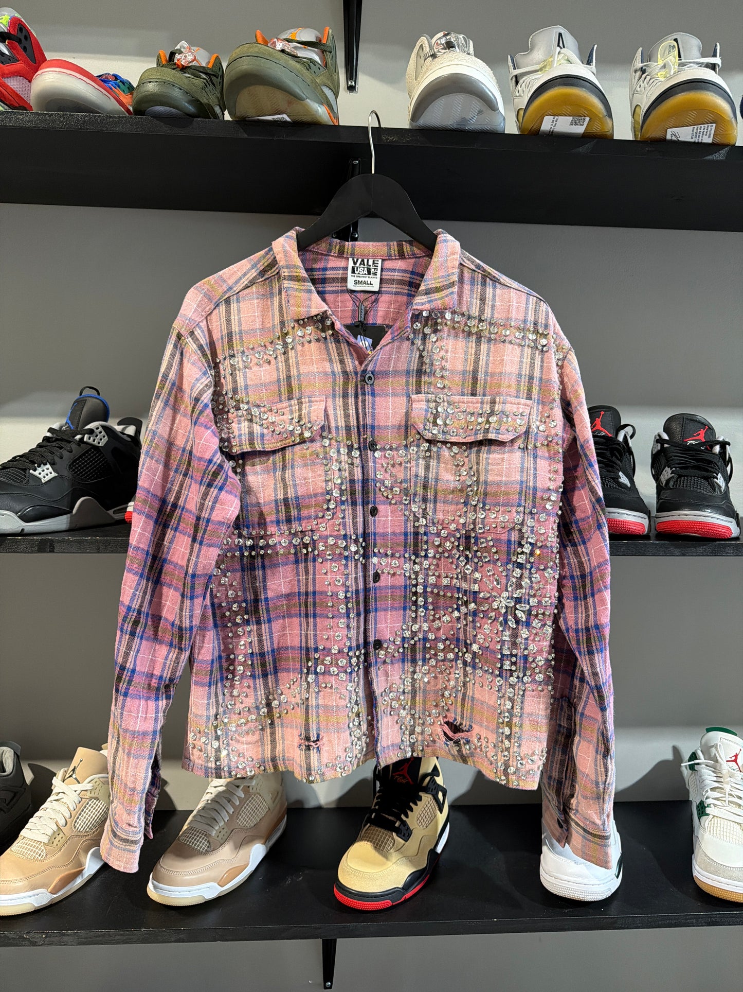 Vale Pink Rhinestone Flannel Sz Small