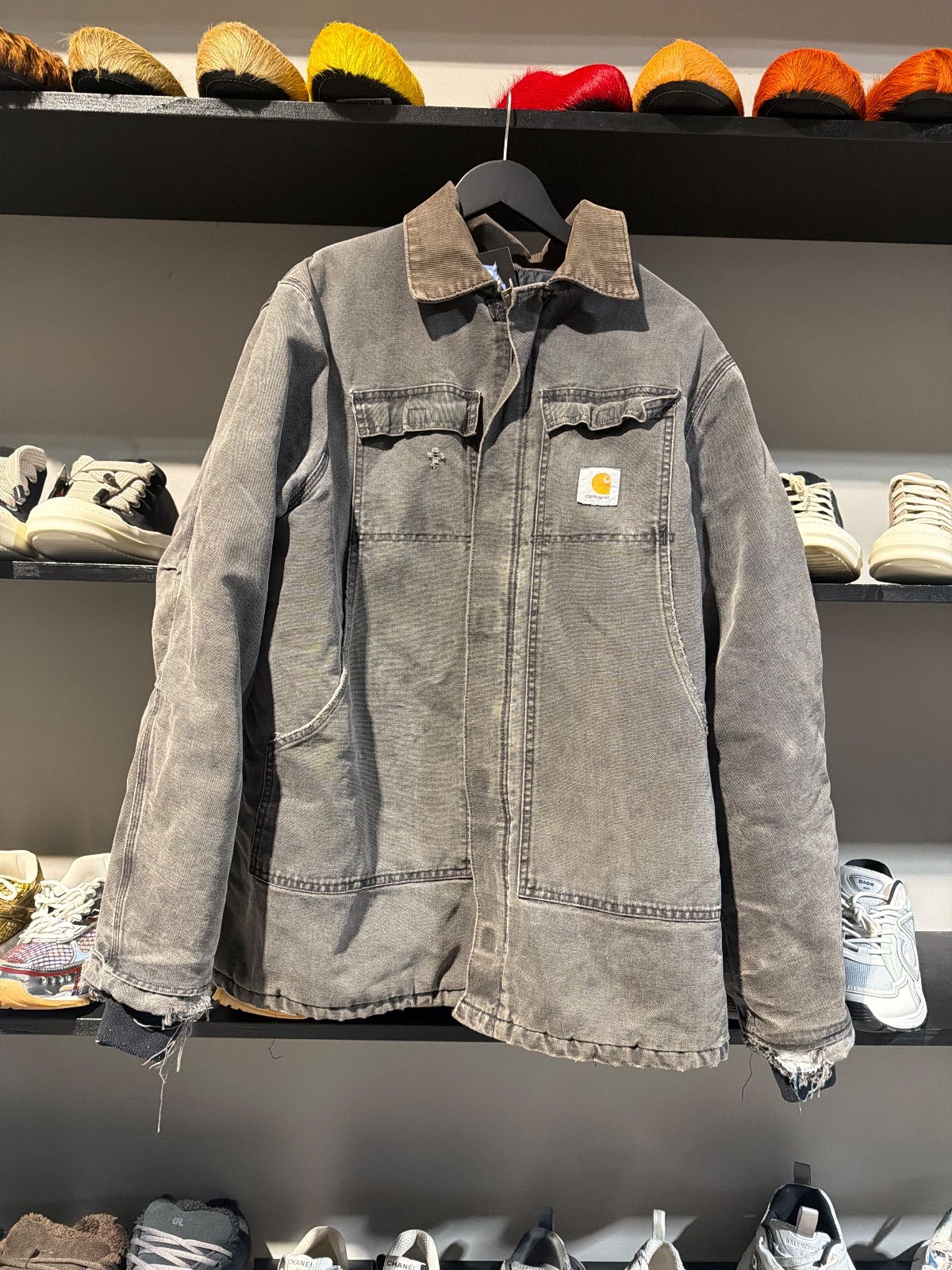 Vintage Grey Carhartt Distressed Jacket - Vintage