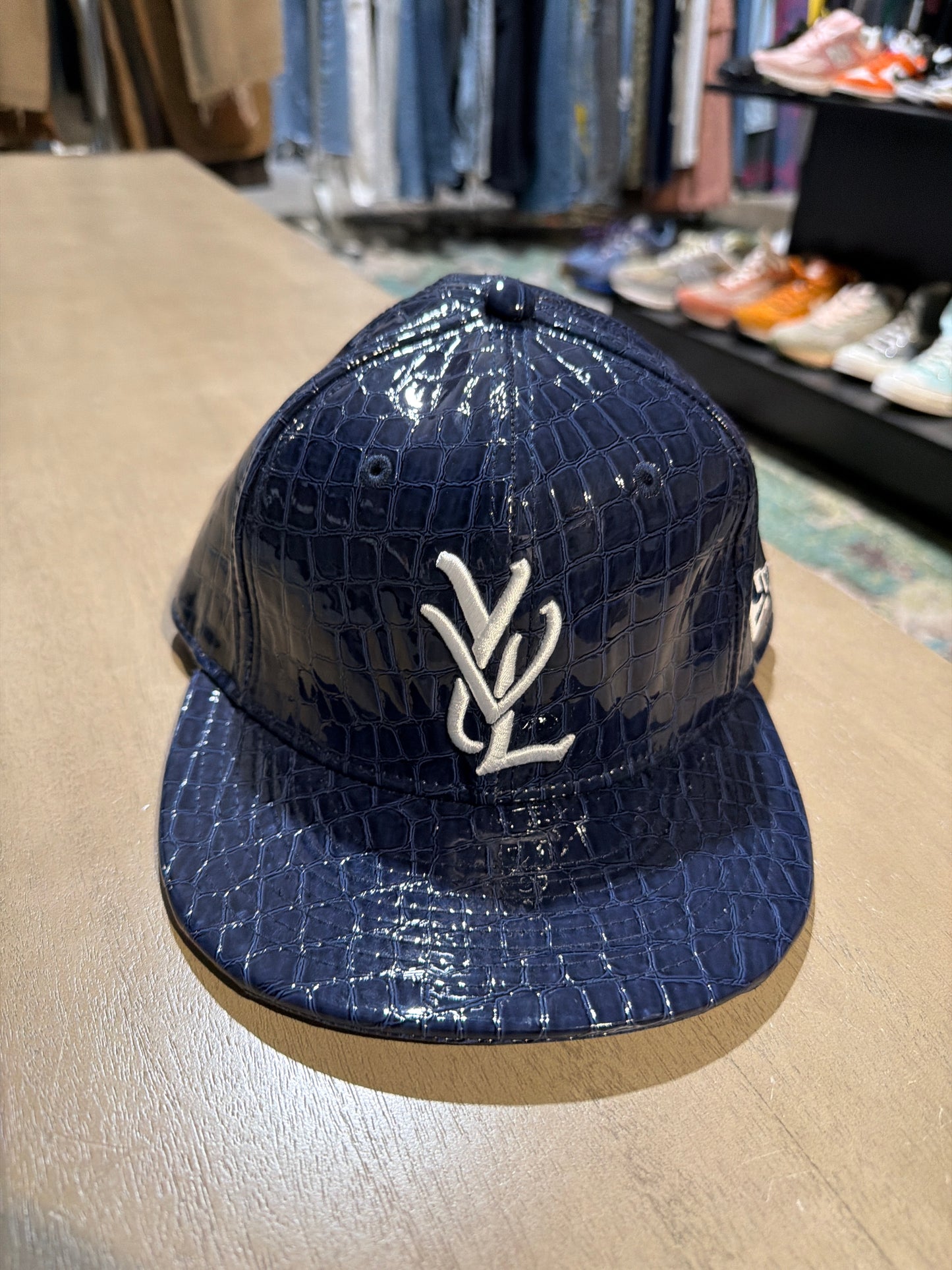 Navy YVL Snakeskin Fitted Hat