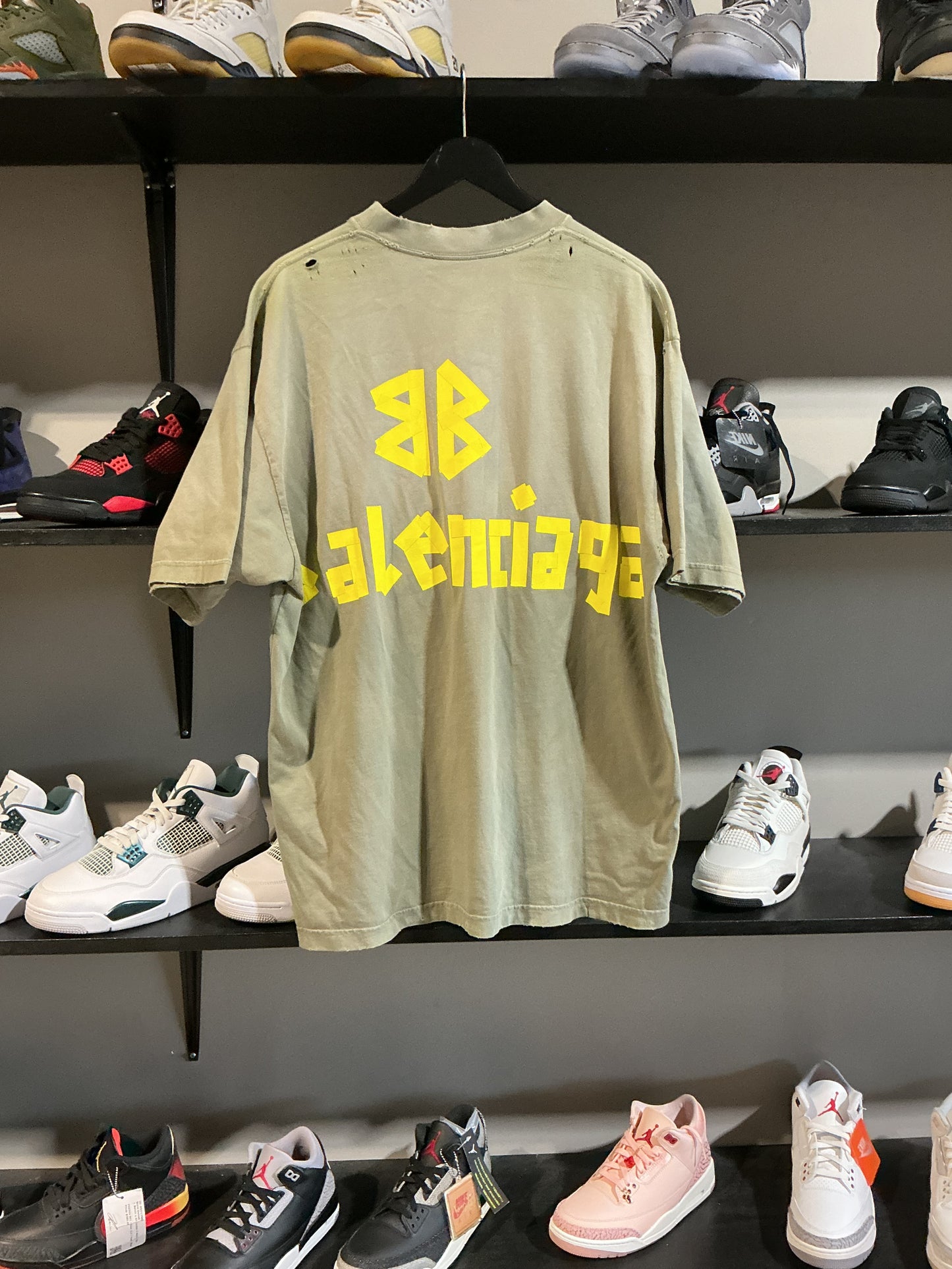 Balenciaga Olive Tape Tee Sz XL