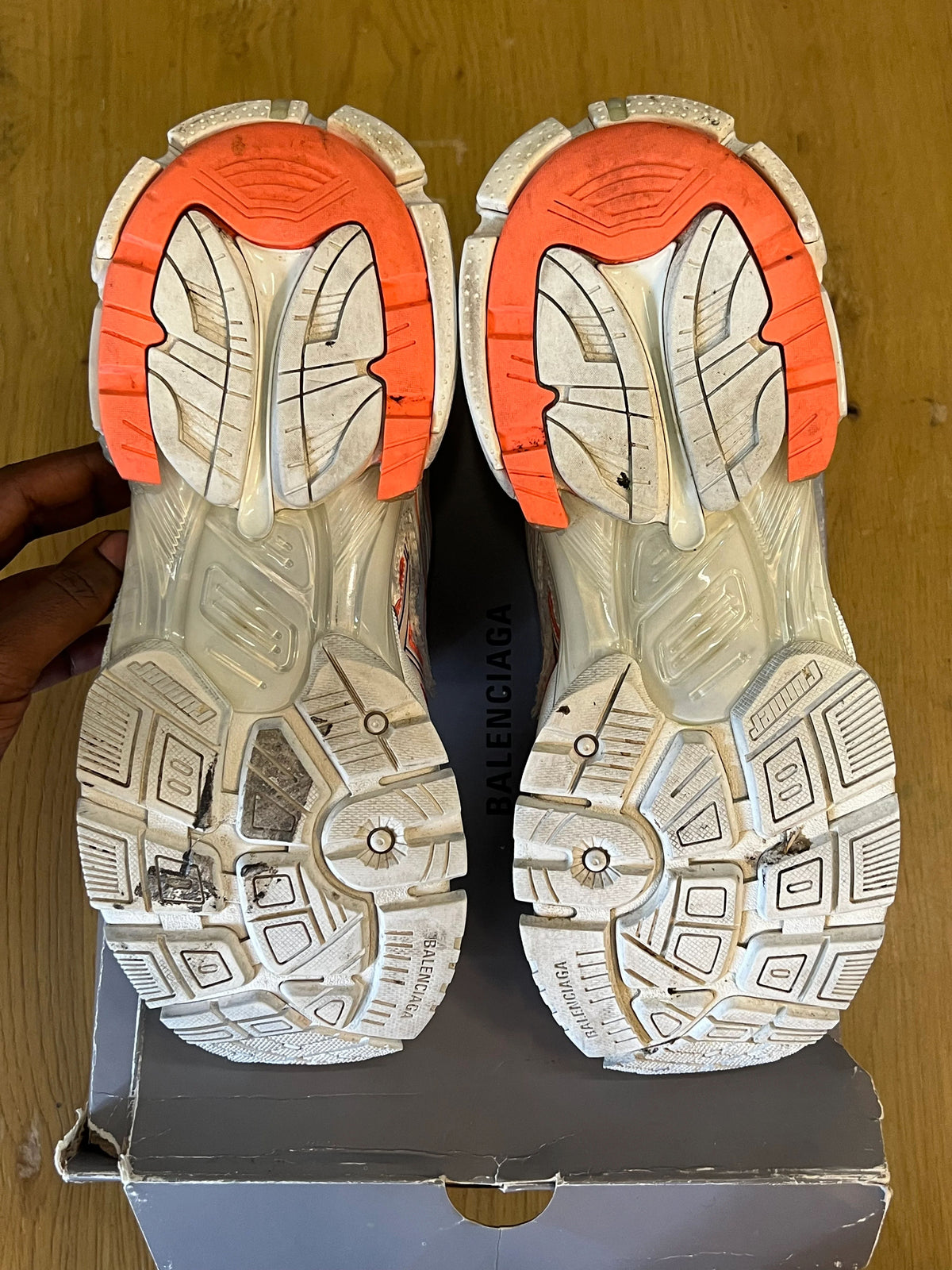 Balenciaga Runner Sneaker White Orange Used Sz 11 - Pre-Owned