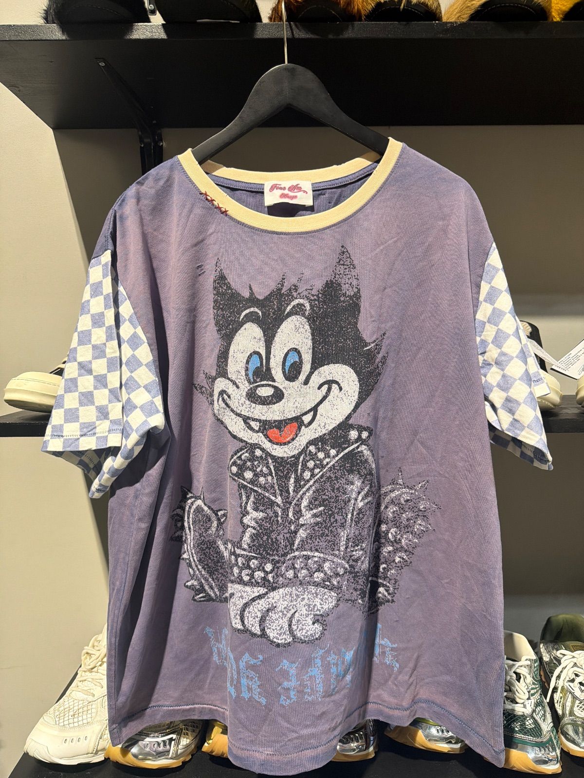 4Am Blue Checkered RInger Tee