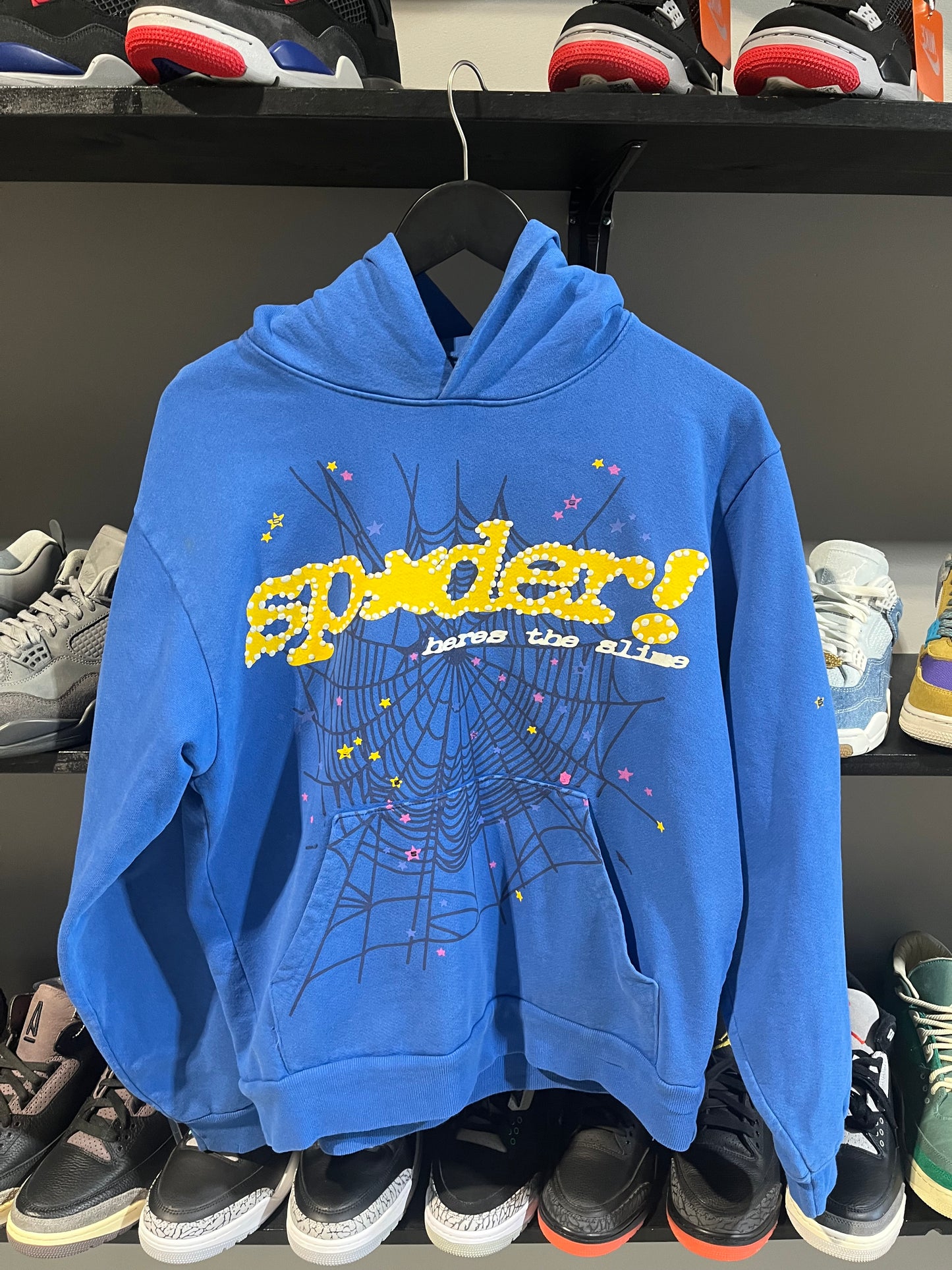 sp5der hoodie blue and yellow