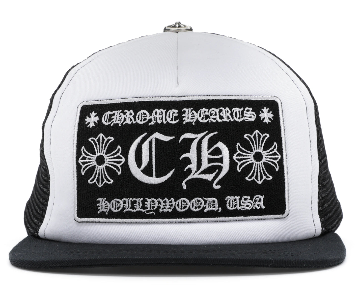 Chrome Hearts CH Hollywood Trucker Hat Black/White