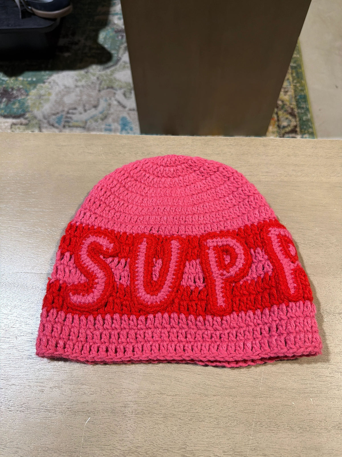 Supreme Crochet Beanie Red/Pink