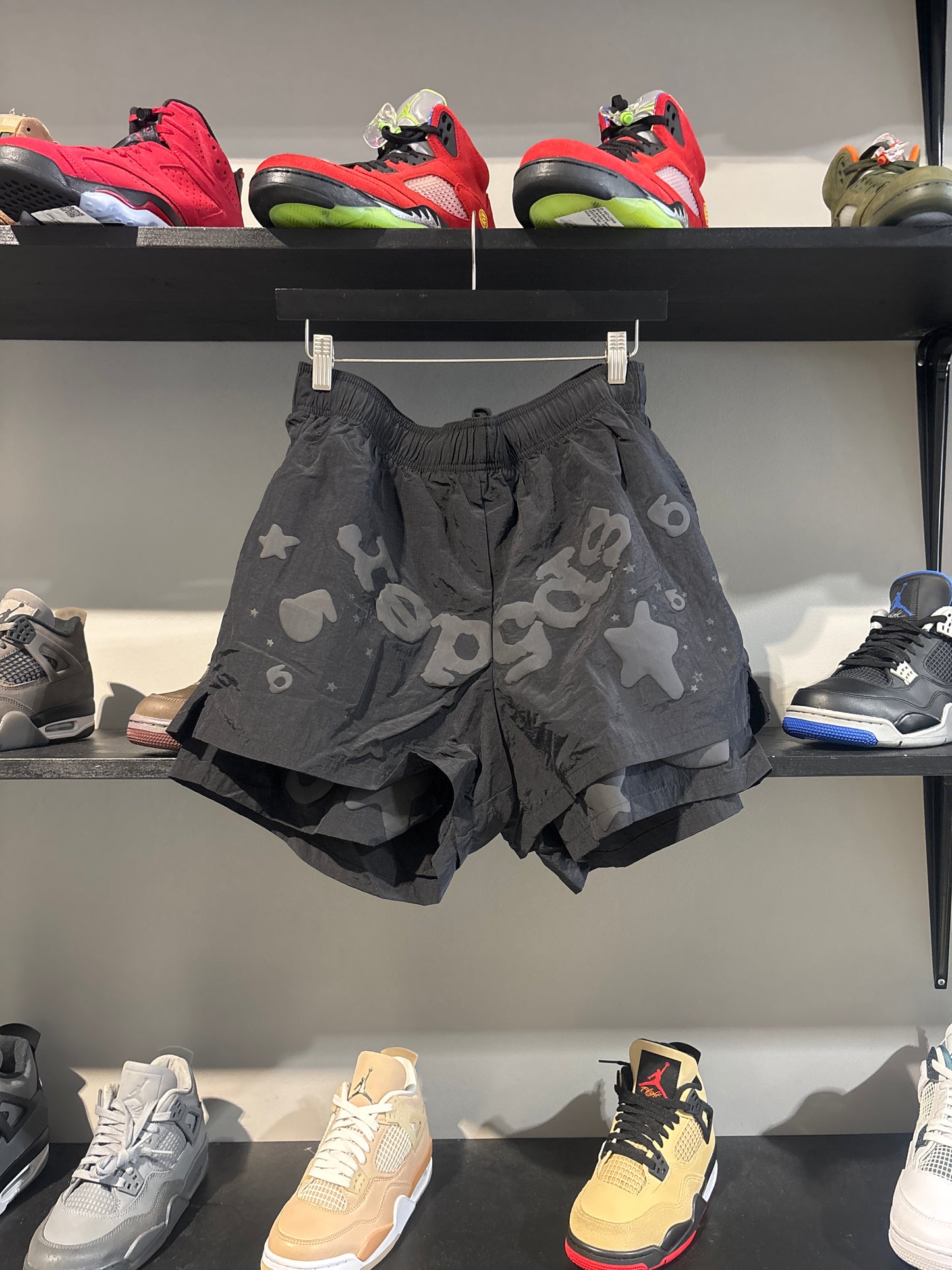 Sp5der Beluga Black Nylon Shorts