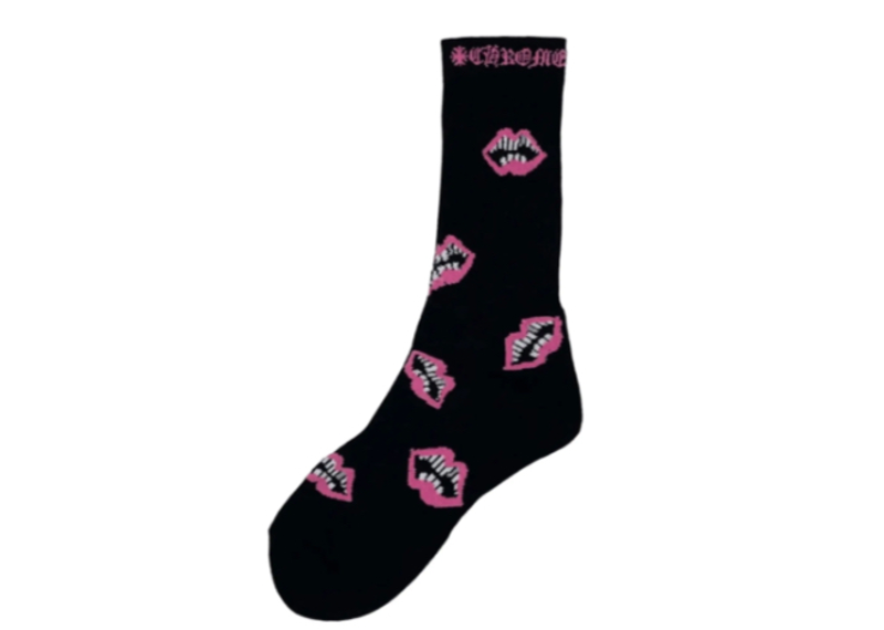 Chrome hearts black and pink chomper socks