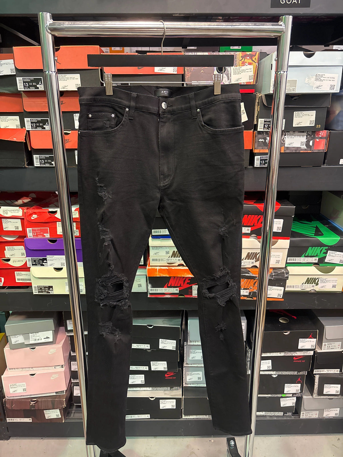 Amiri Distressed Black Skinny Jeans - Pre-Owned