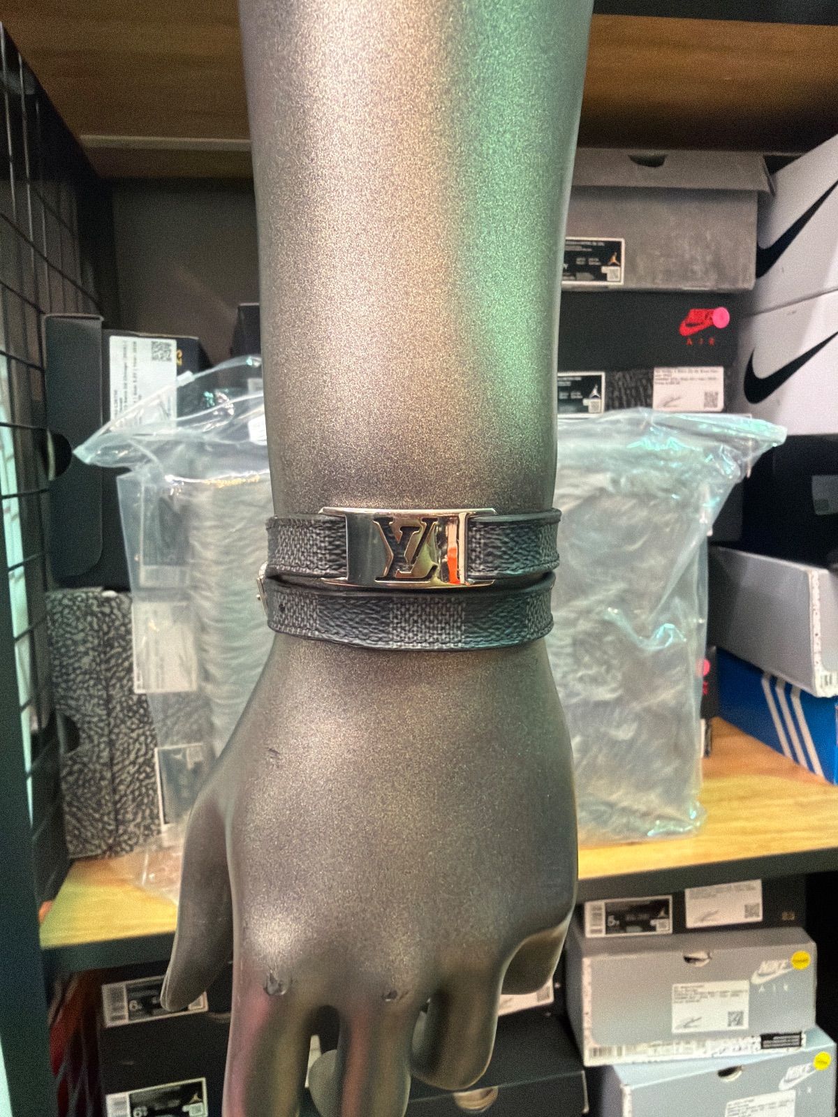 Louis Vuitton Black Checkered Double Wrap Bracelet
