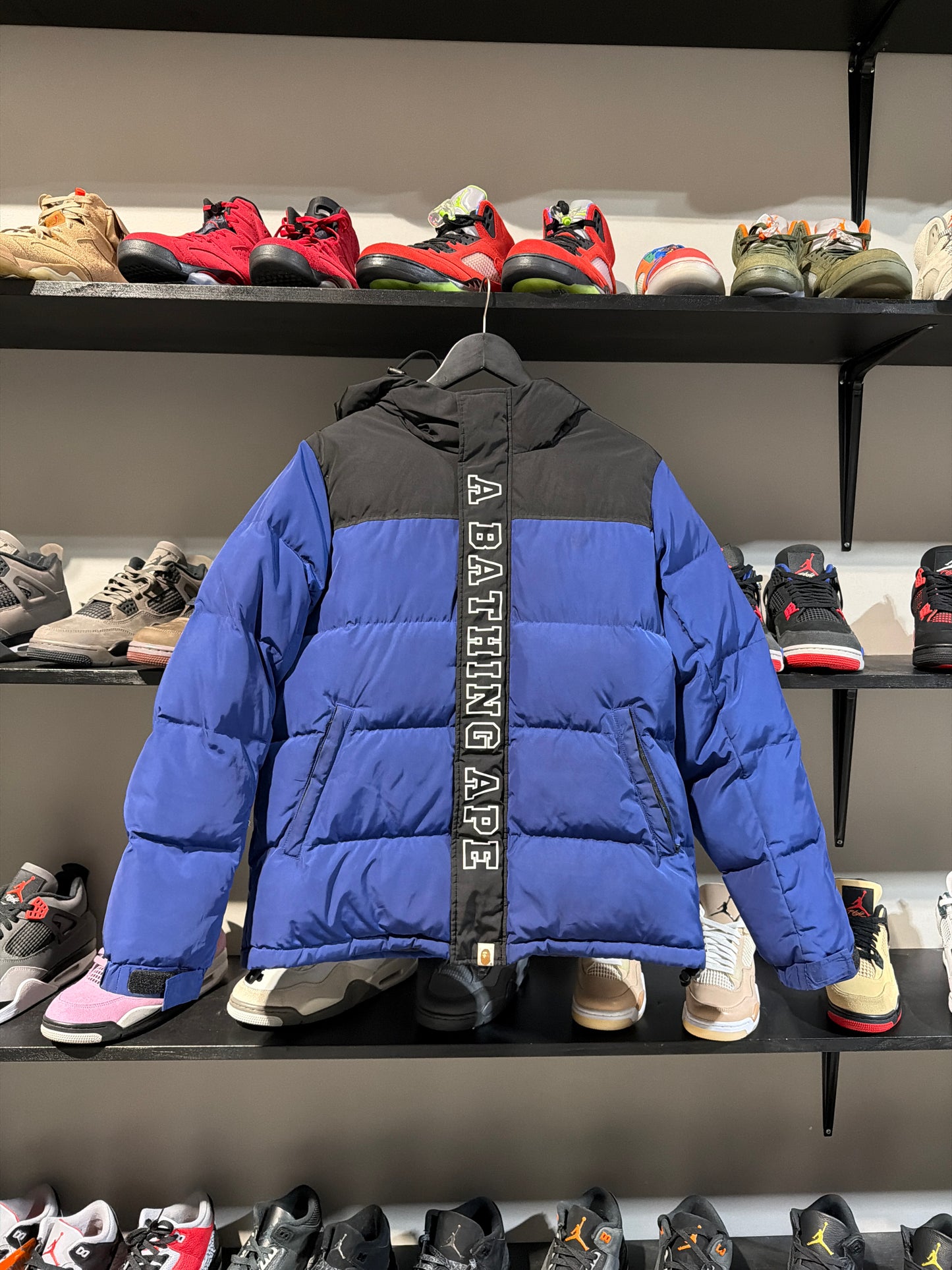 Bape Puffer Hooded Jacket Blue Black