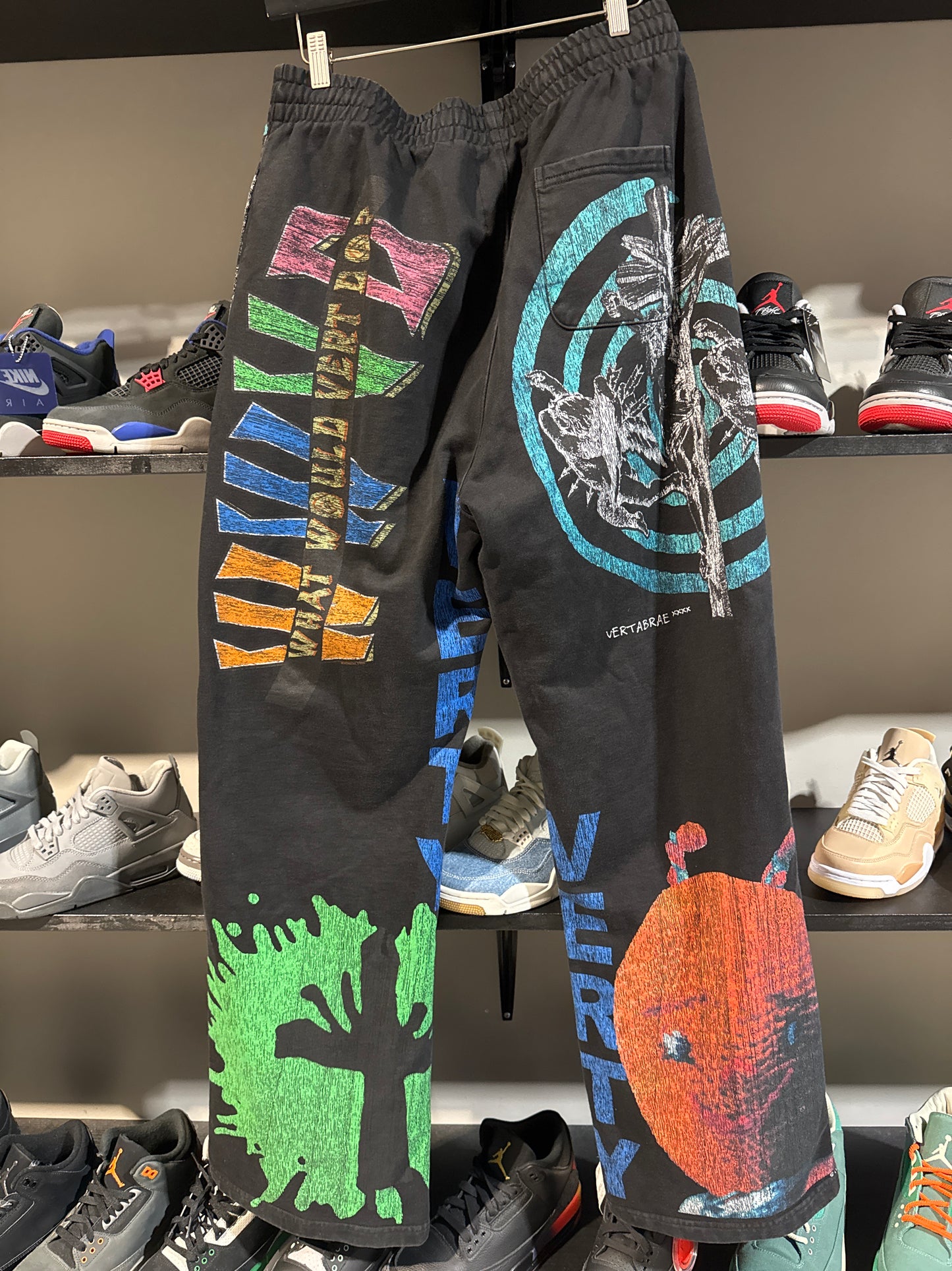 Vertabrae Montage Distressed Sweats Black