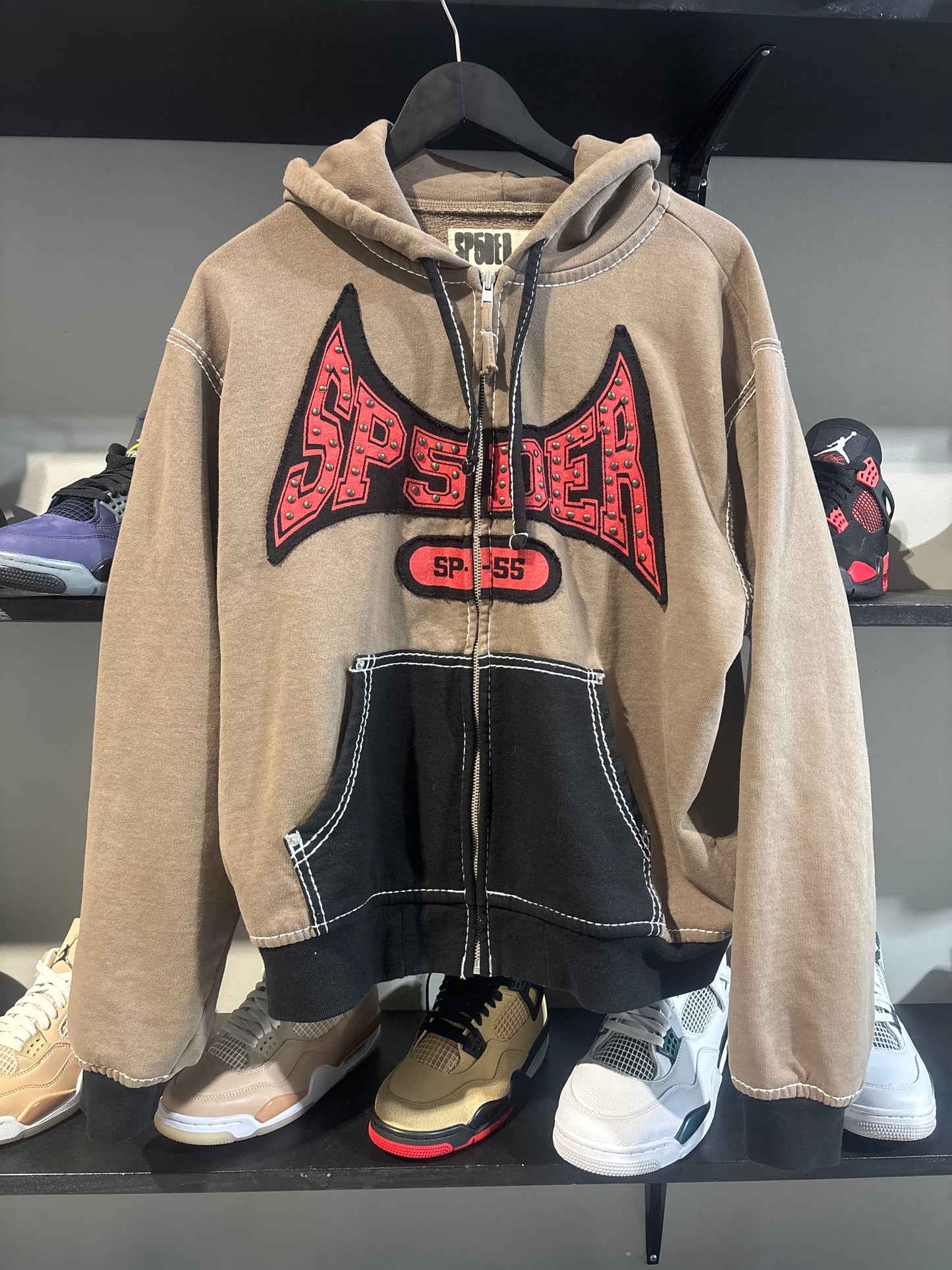 Sp5der TNF Brown Zip Up Jacket