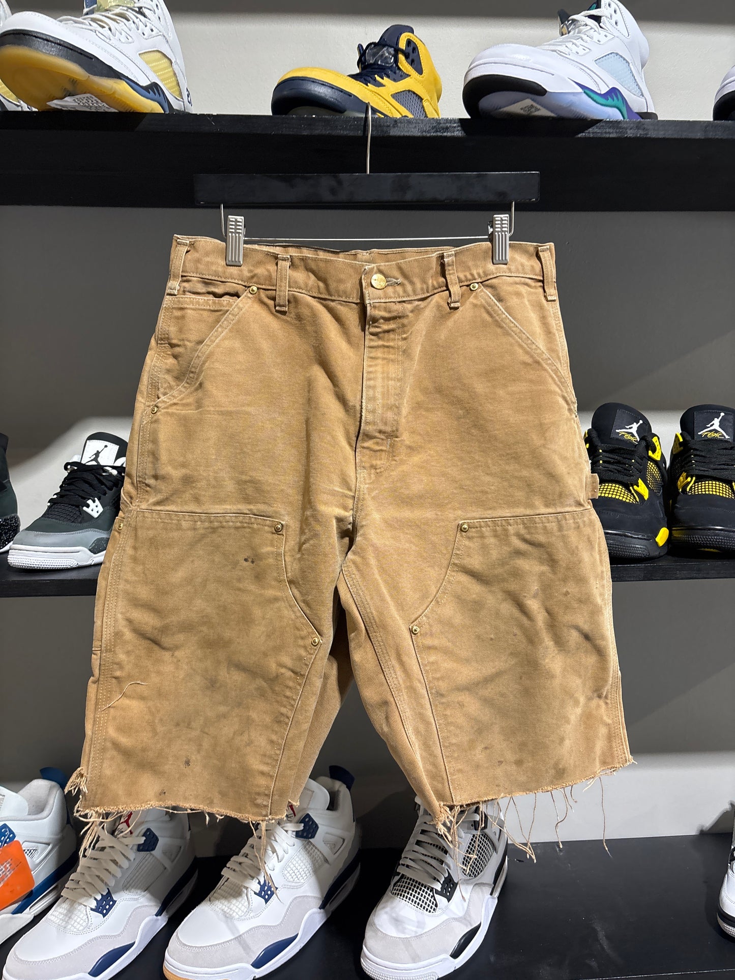 vintage carhartt khaki double knee shorts 1