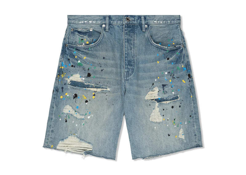 Purple Jean Short Paint Splatter