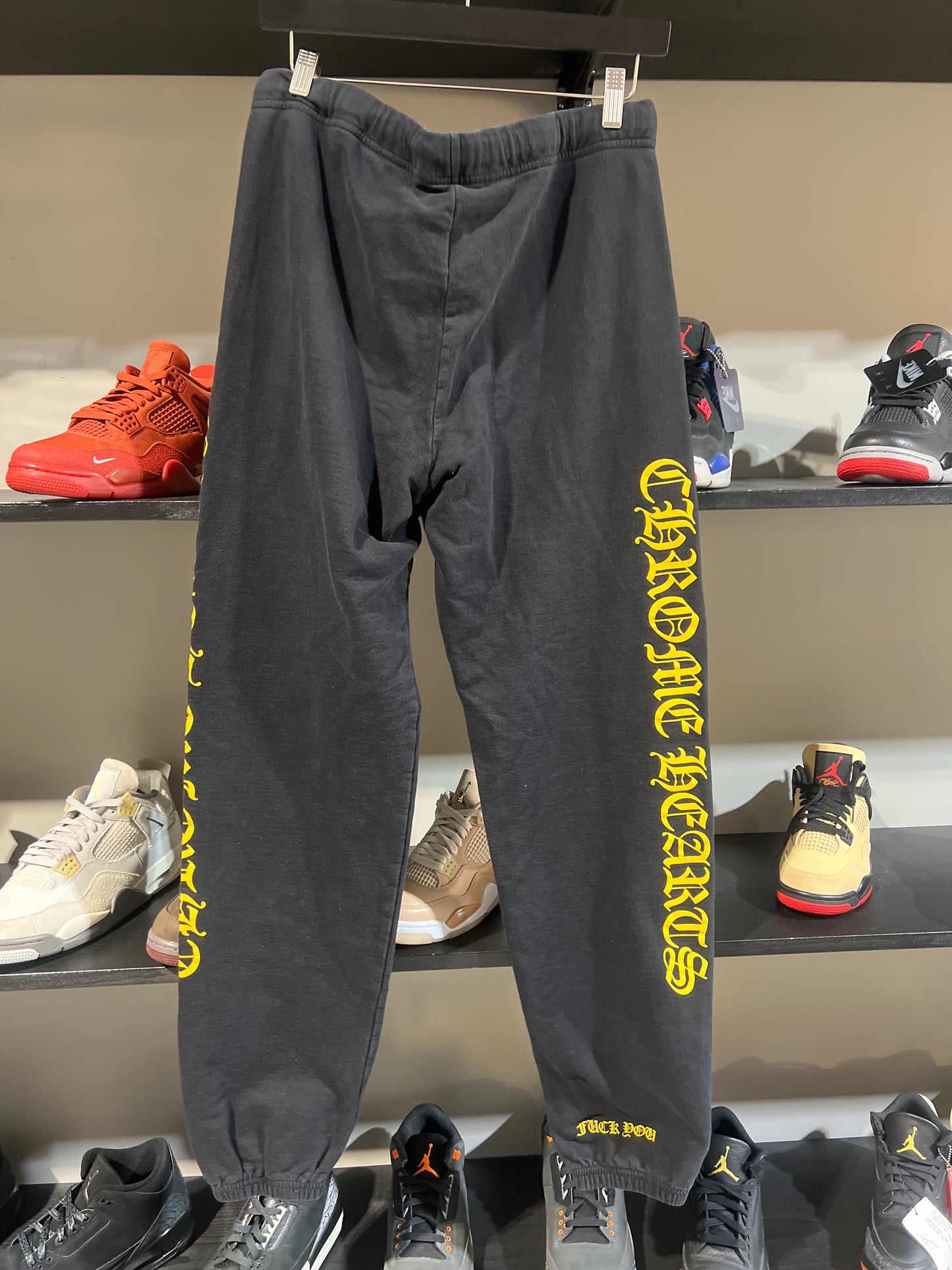 chrome hearts black and yellow sweats sz L