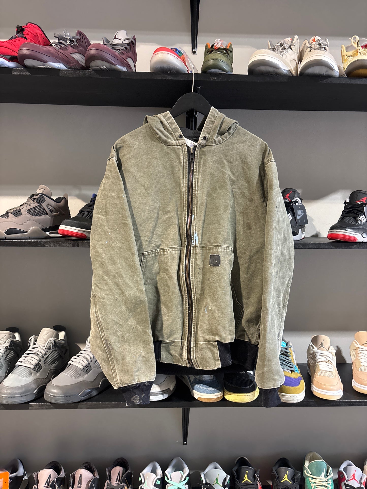 Vintage Carhartt olive and black hooded jacket