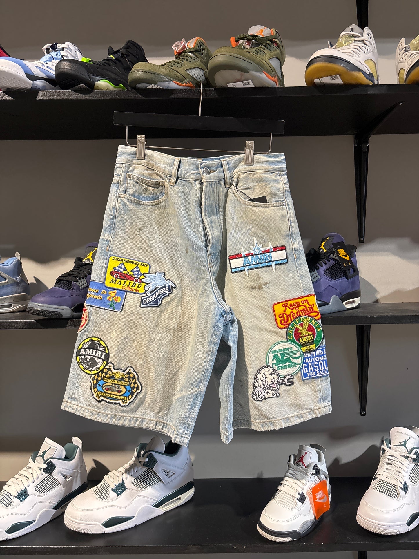 Amiri Patch Denim Light Wash Shorts