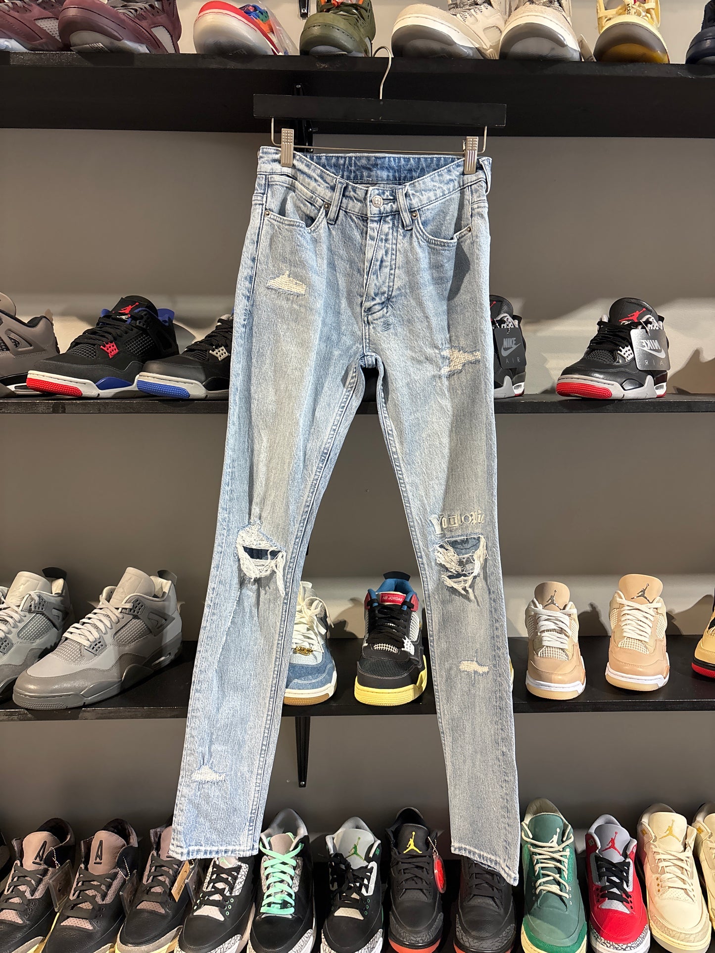Ksubi light wash distressed repair jeans