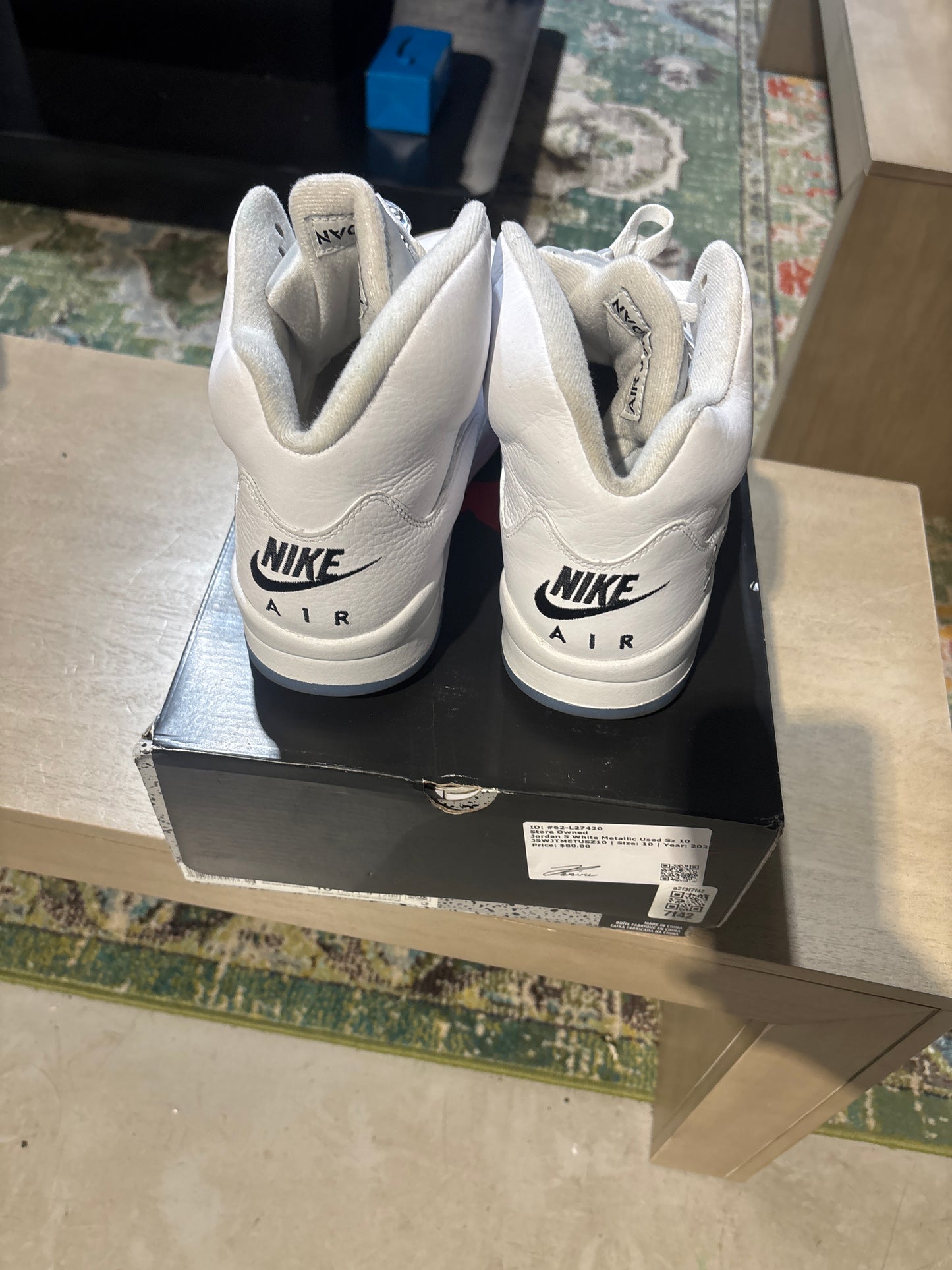 Jordan 5 White Metallic Used Sz 10