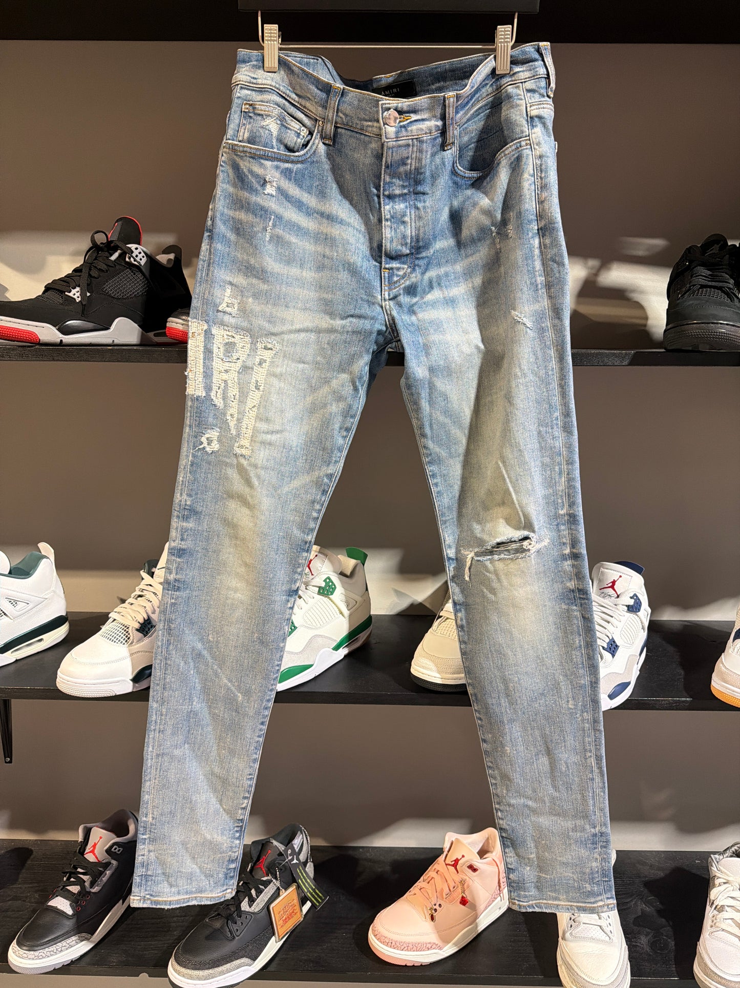 Amiri Light Wash Spellout Skinny Denim Sz 34