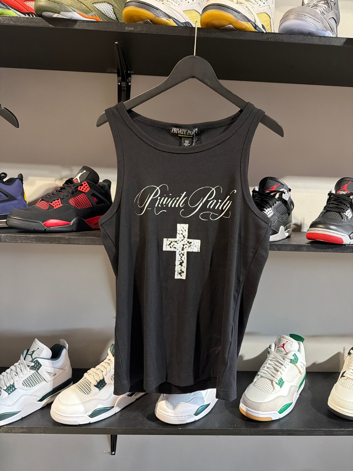 Private Party Black Cross Tank Top