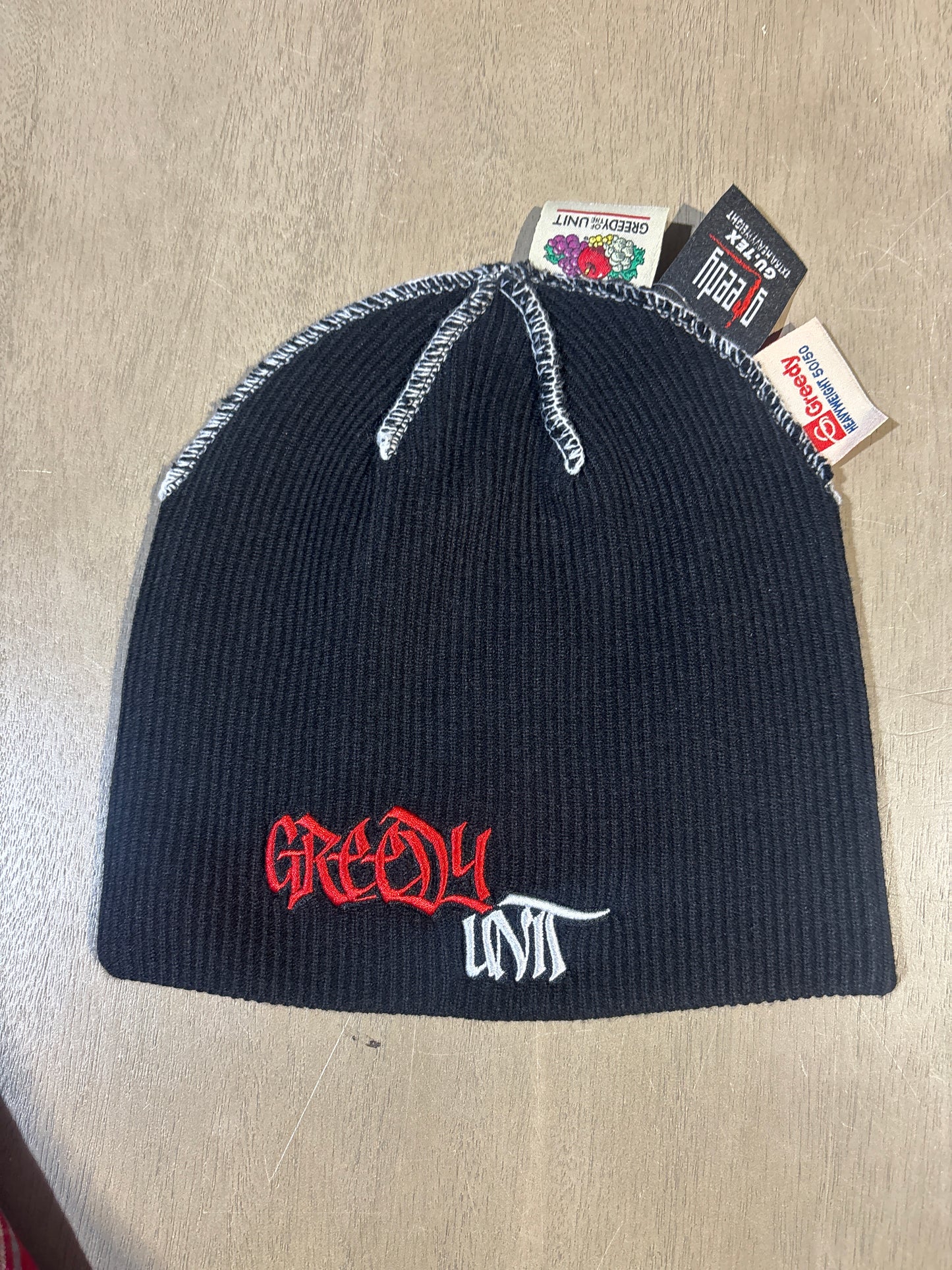 Greedy Unit Black Tag Beanie