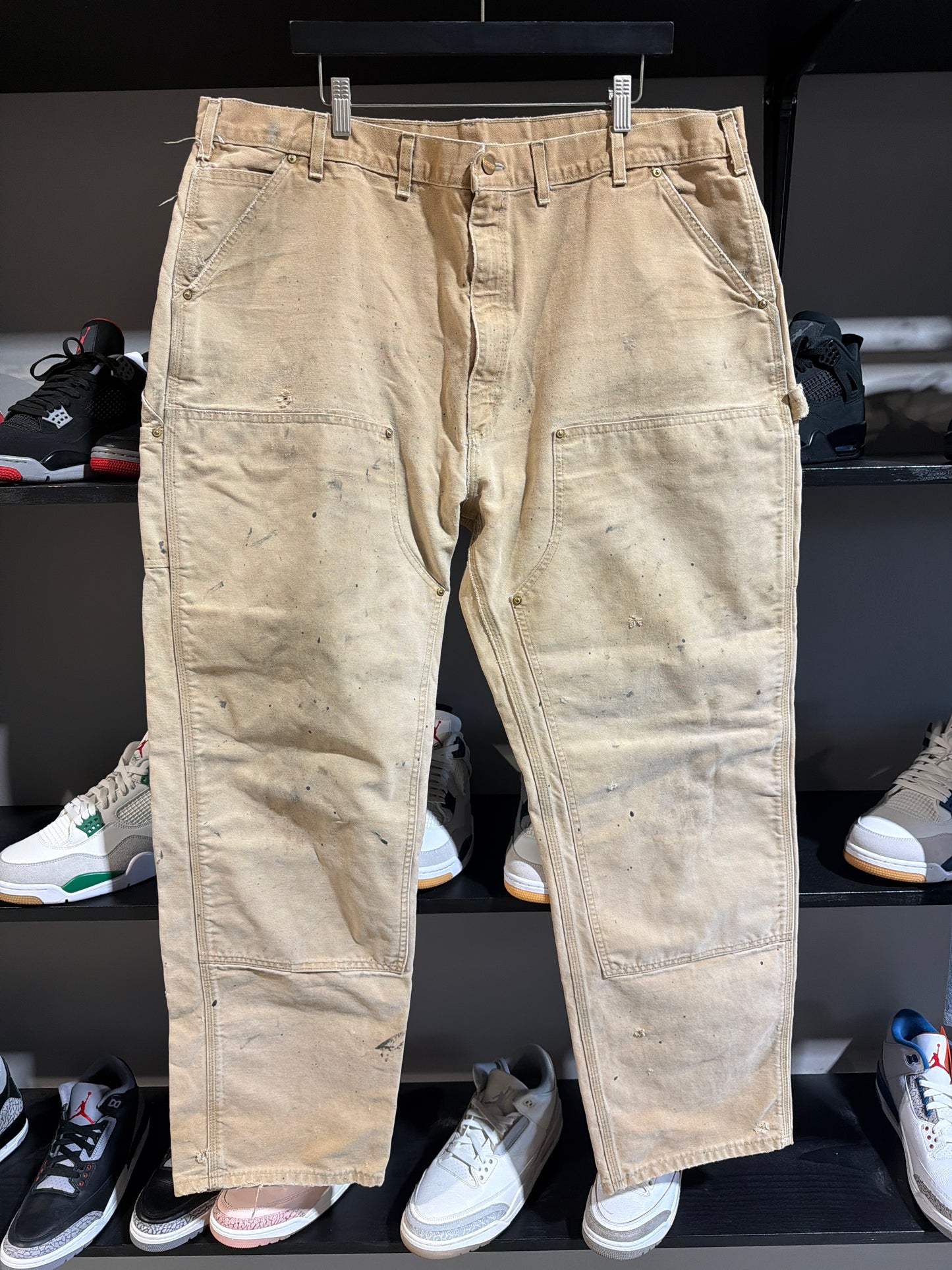 Vintage Carhartt Distressed Khaki Double Knee Sz 42