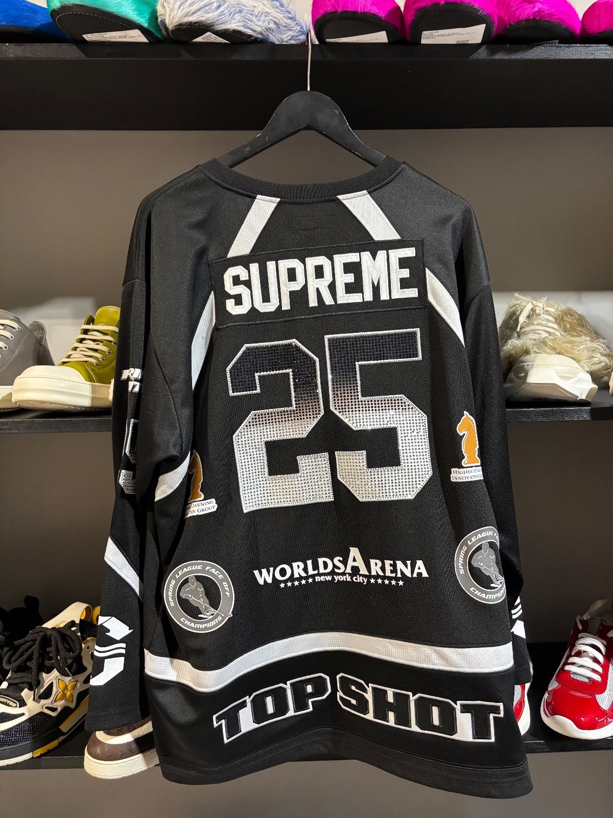 Supreme Black RHinestone Hockey Jersey