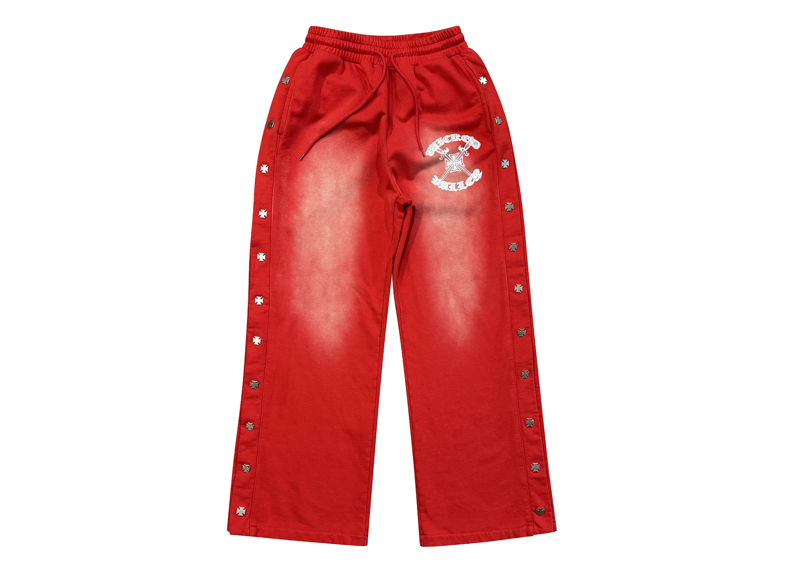 wicked valley red cotton snap pants
