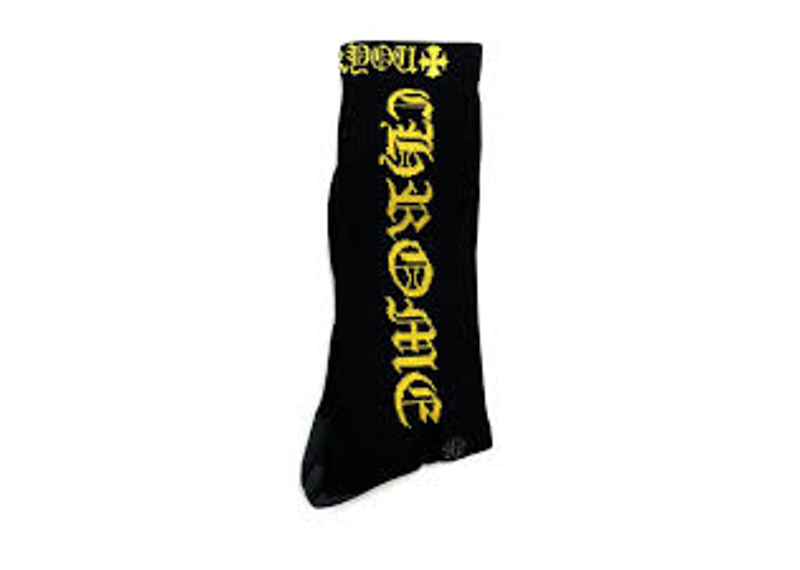 black and yellow chrome hearts socks
