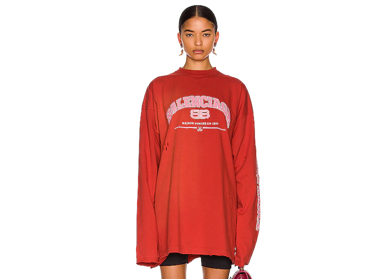 Balenciaga Fondee LongSleeve Red Tee
