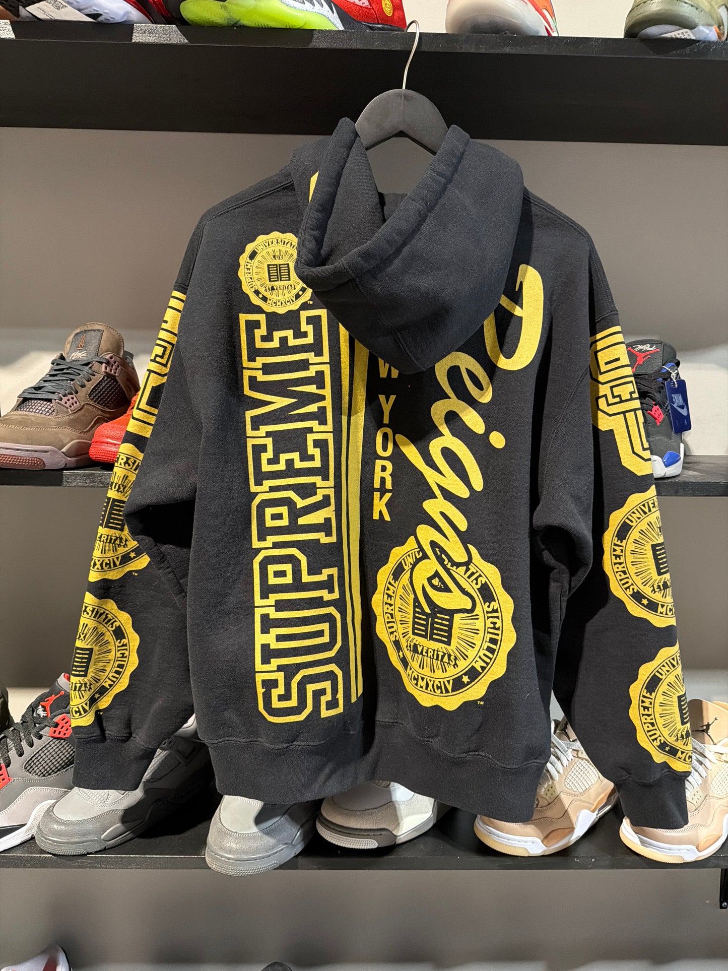 Supreme Knowledge Reigns Hoodie Black Yellow