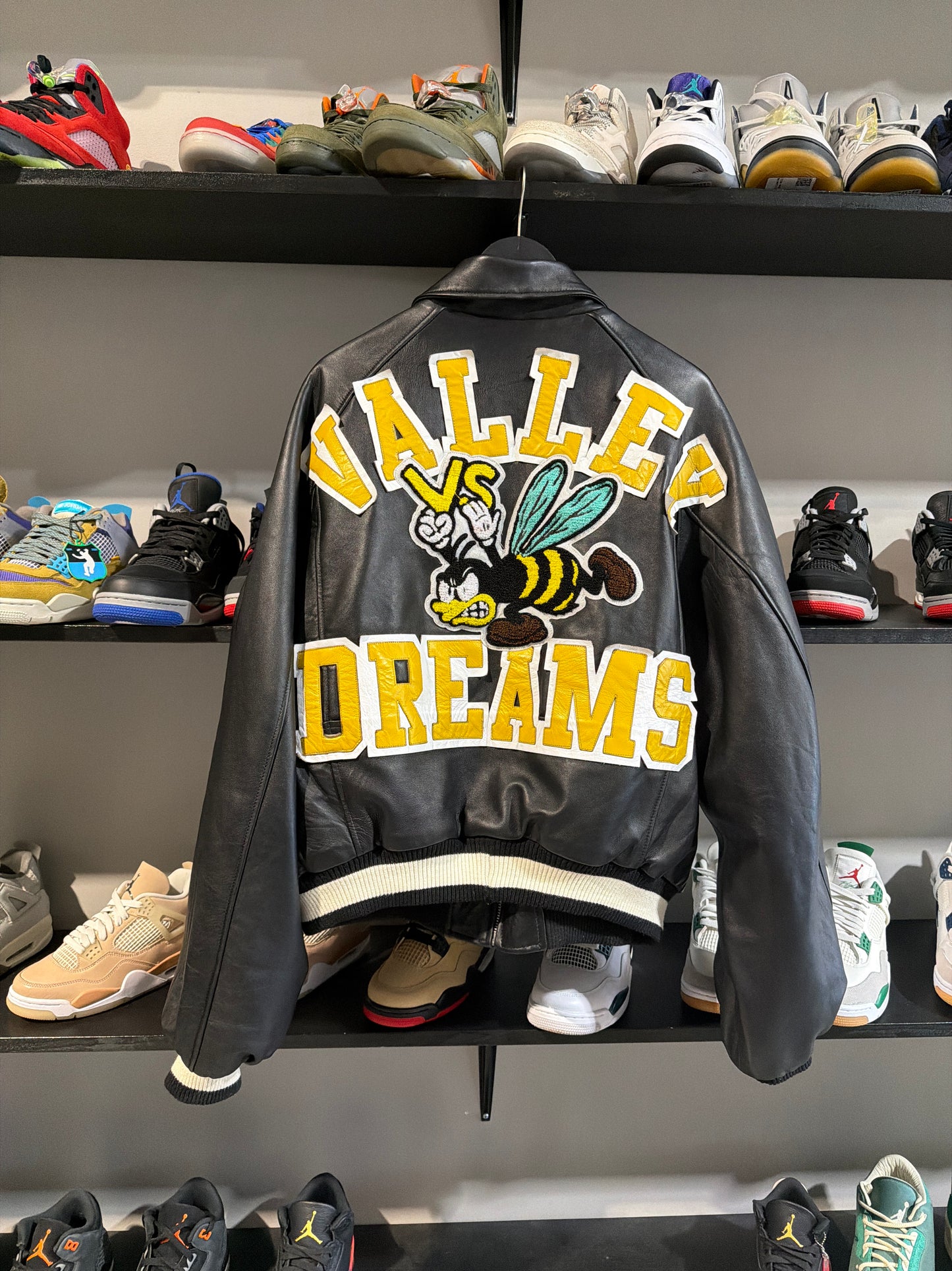 vale valley dreams black and yellow leather zipup jacket