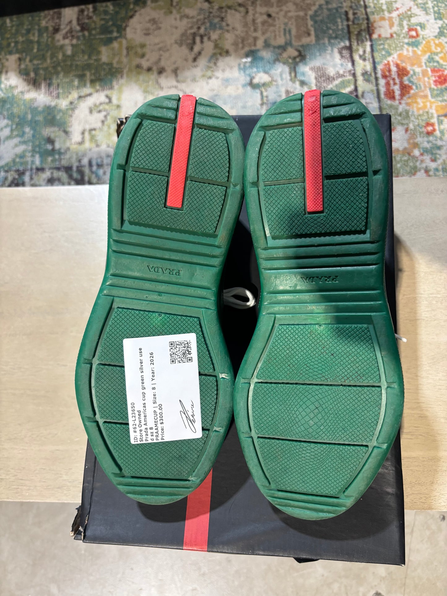 Prada Americas cup green silver used sz 8