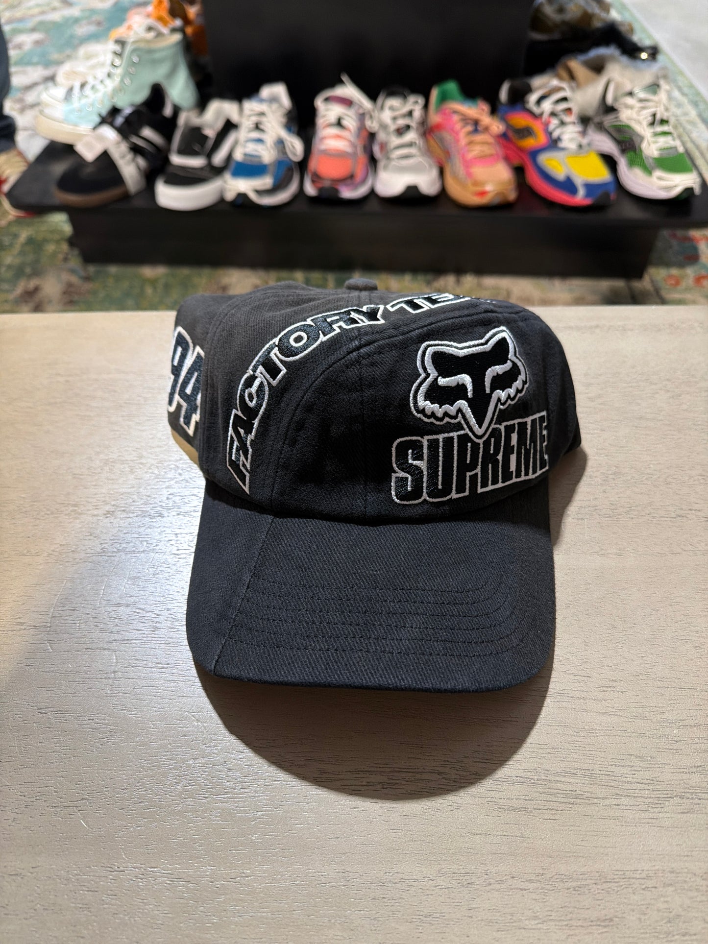 Fox x supreme black and white hat