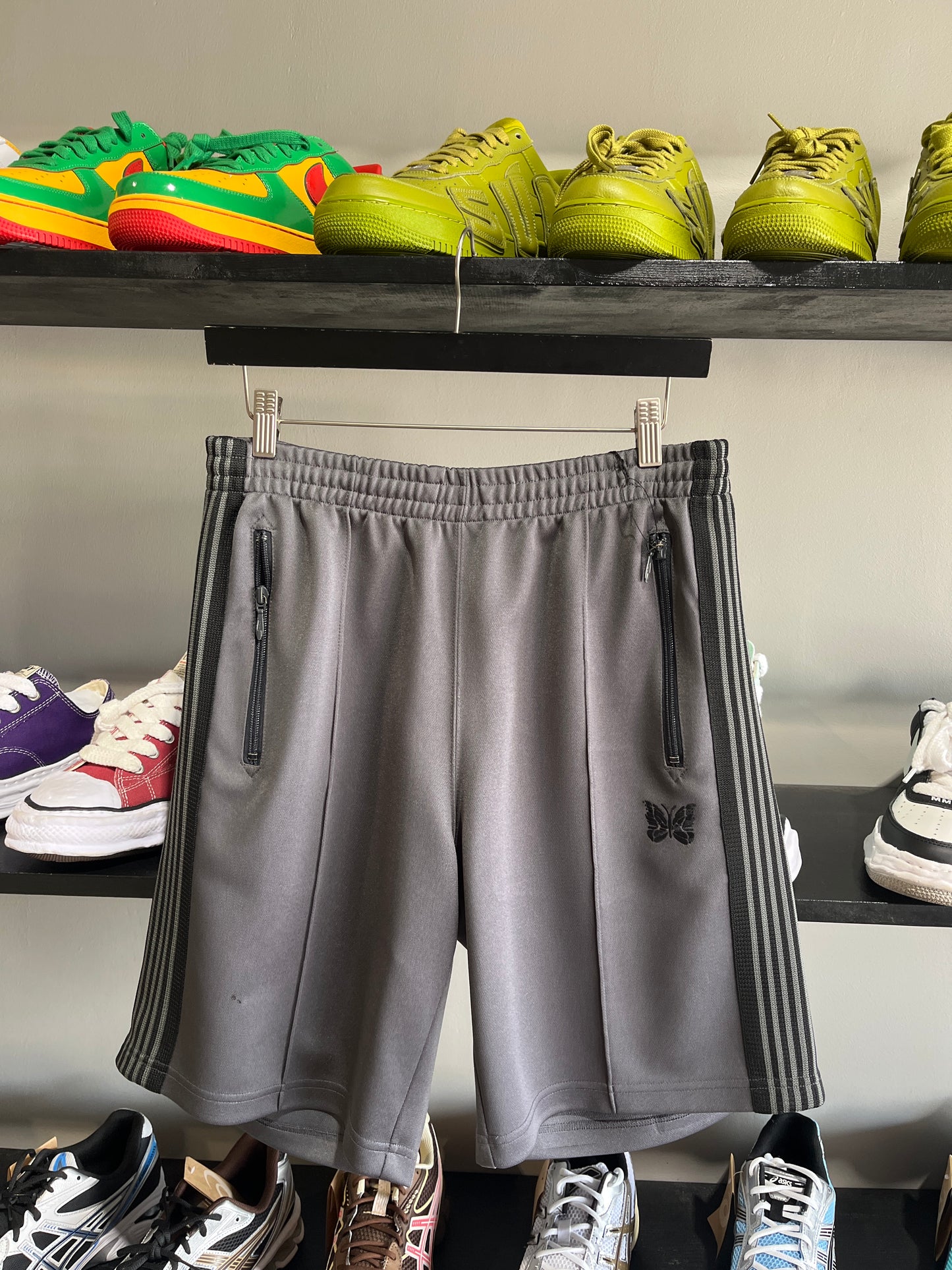 black grey needles shorts