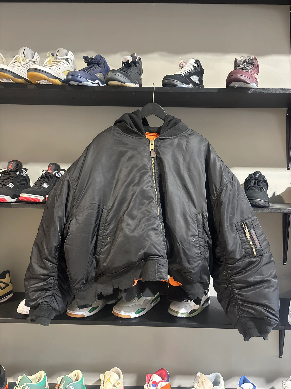 Gv Gallery Black Hooded Bomber Sz S - Pre-Owned