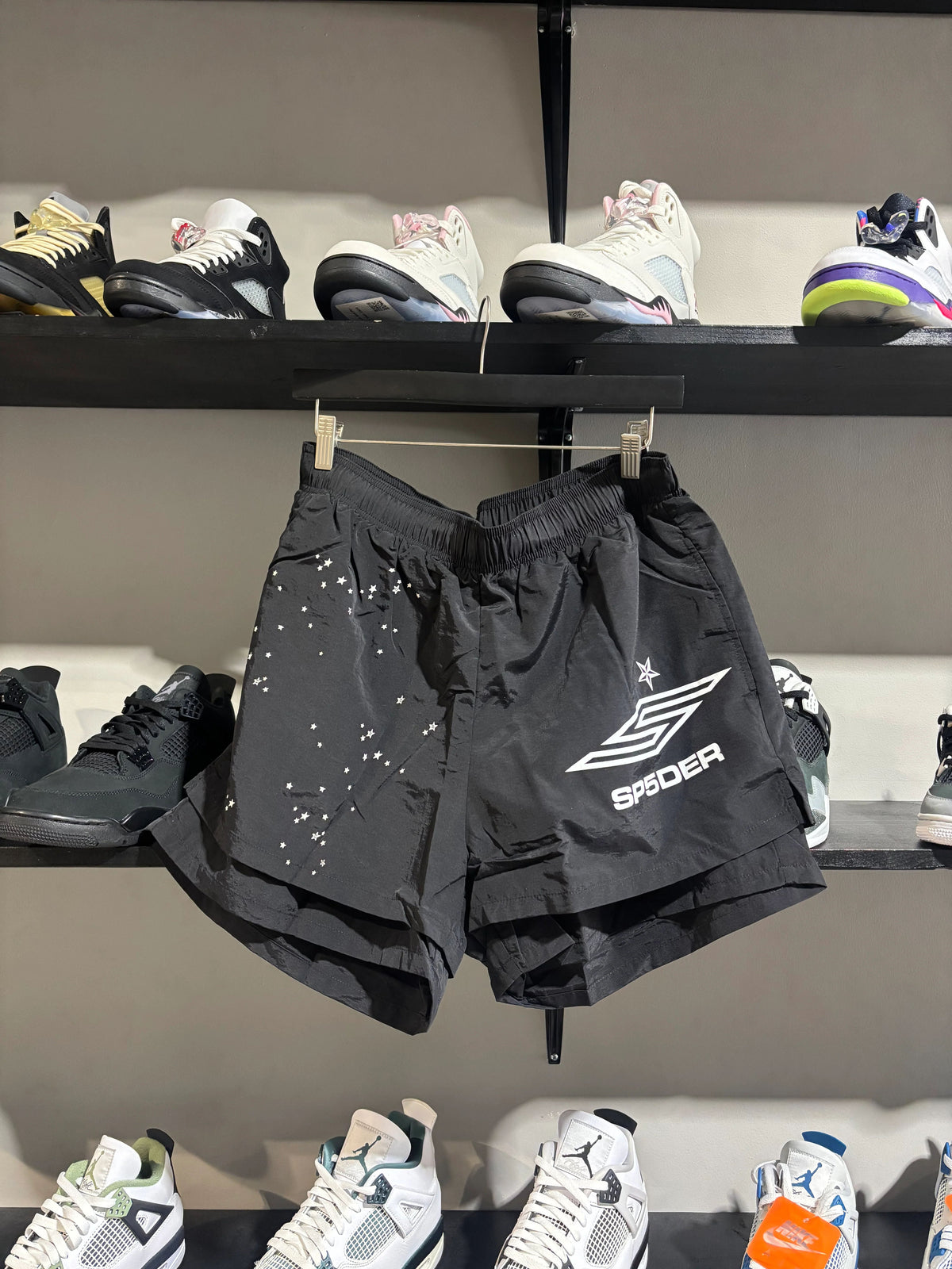 Sp5der Double Layer Shorts Black