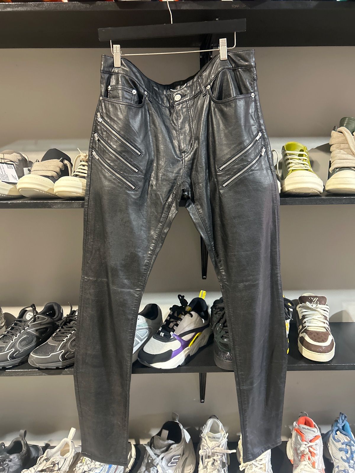 Saint Laurent Paris Leather Zipper D02 Pants
