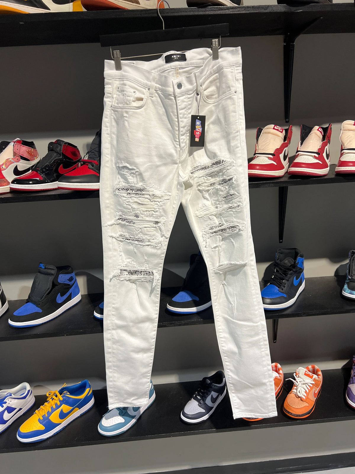 Amiri White Paisley Patch Jeans - Pre-Owned
