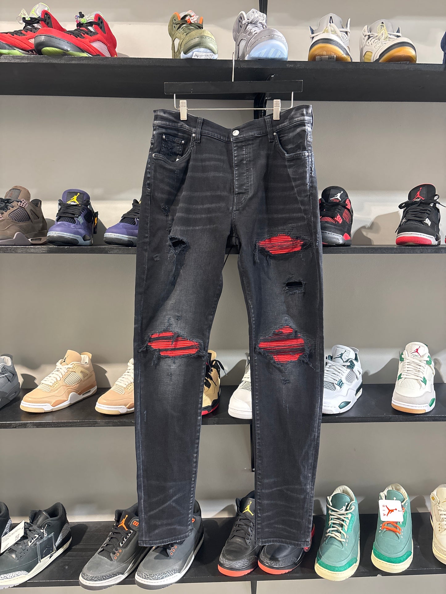 Amiri Jeans black W red patches