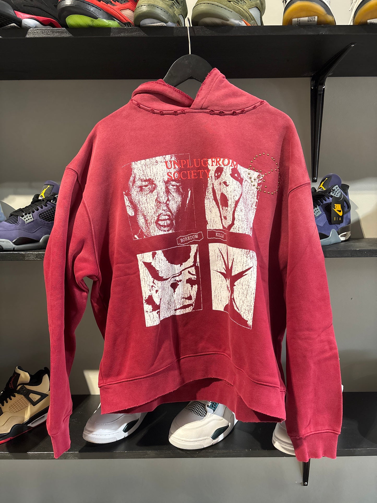 Boredom Kills Red/White Face Hoodie