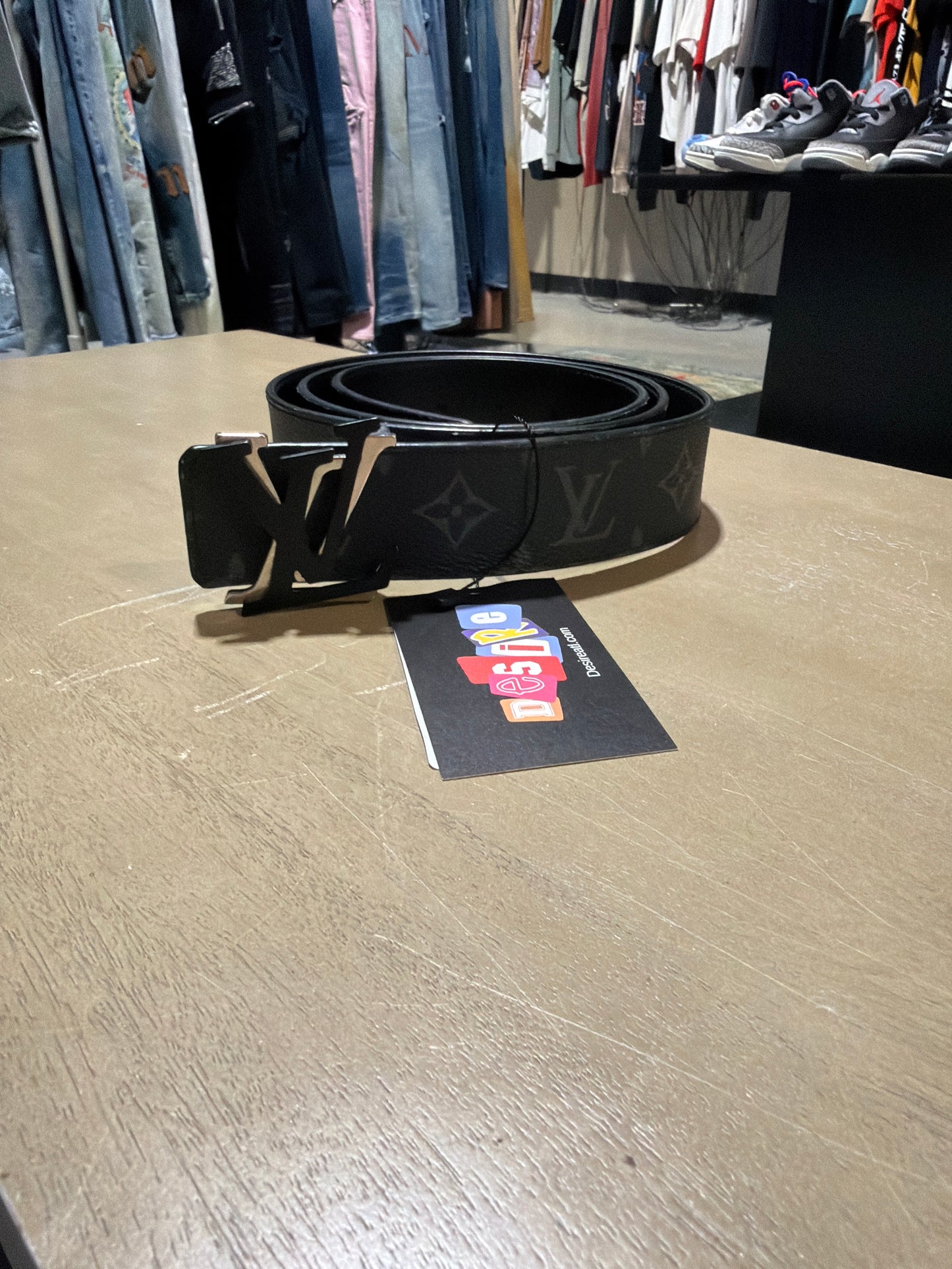 Louis Vuitton Black Monogram Shake Logo Belt Fits To 38