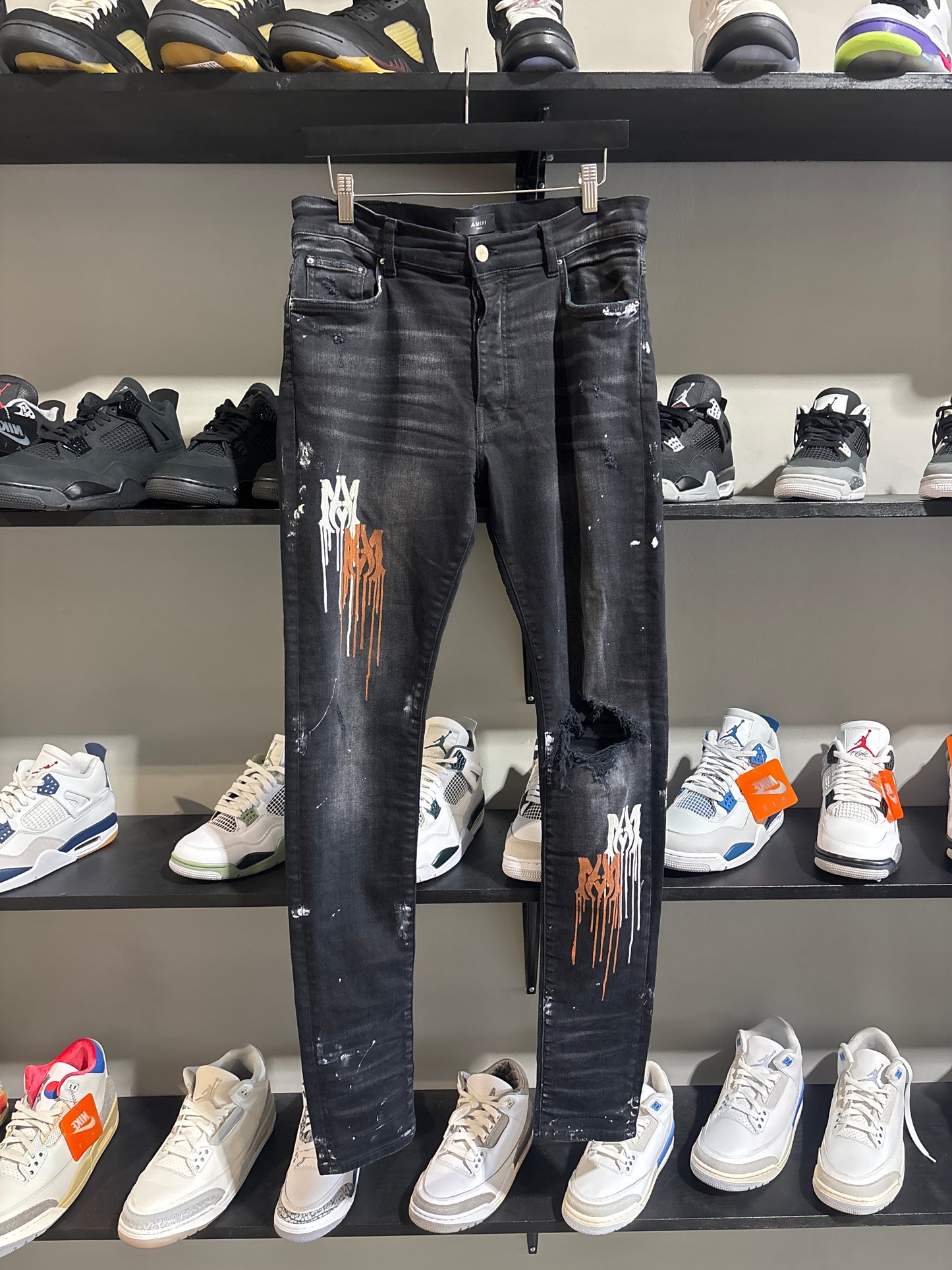 Amiri paint drip jeans black
