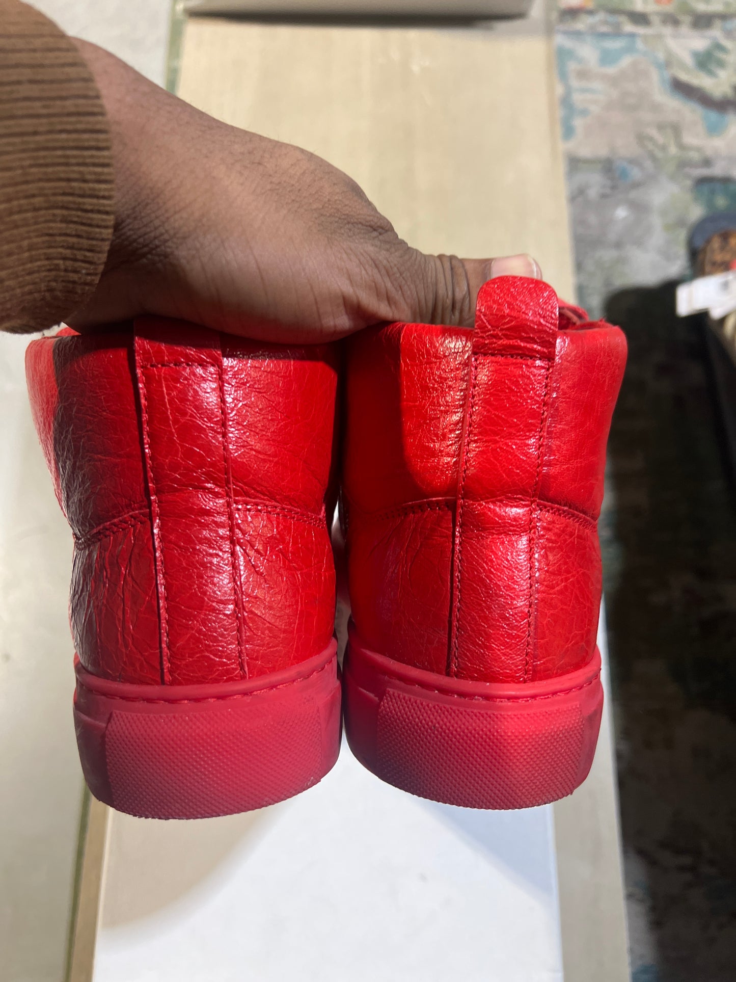 BALENCIAGA ARENAS RED ON RED LEATHER